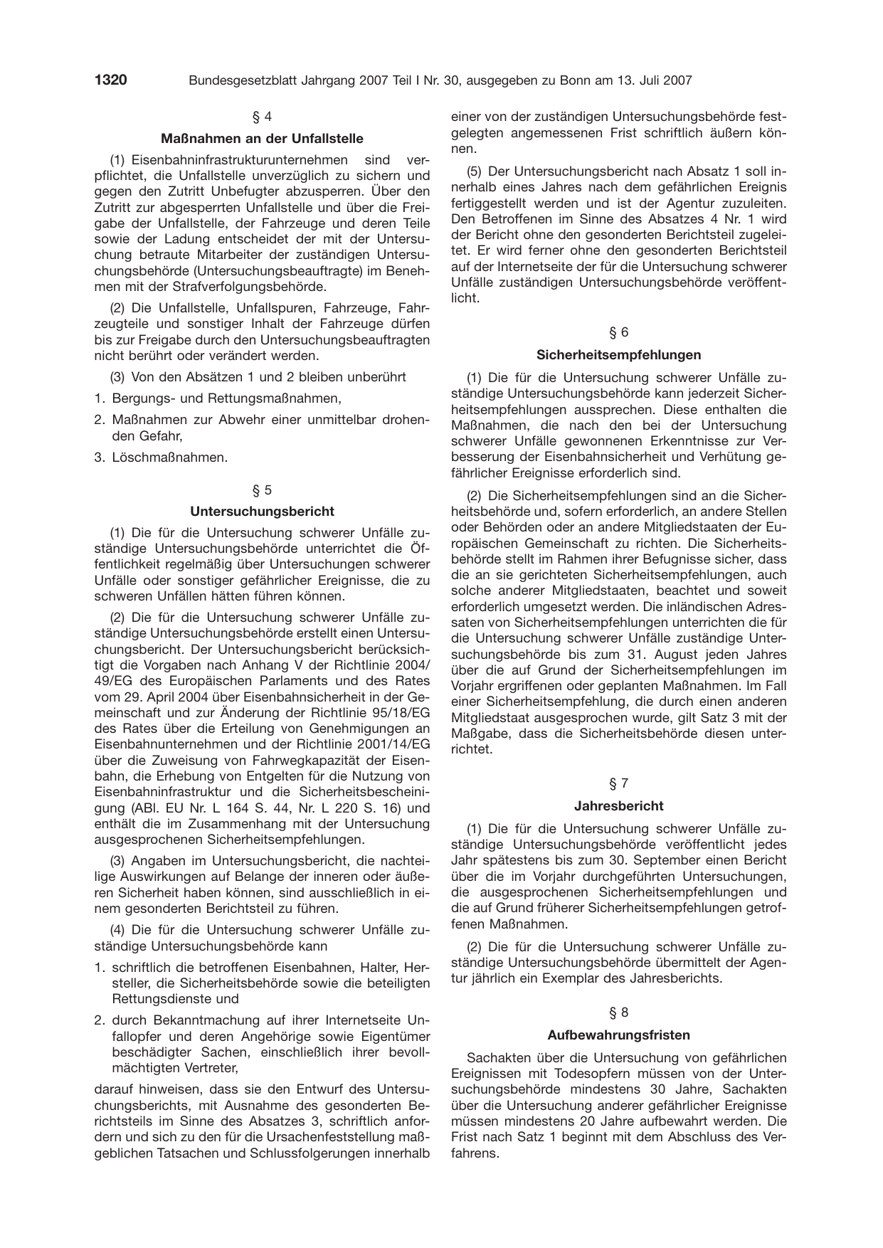 BGBl. 2007, Seite 1320 — Originalseite als Abbildung