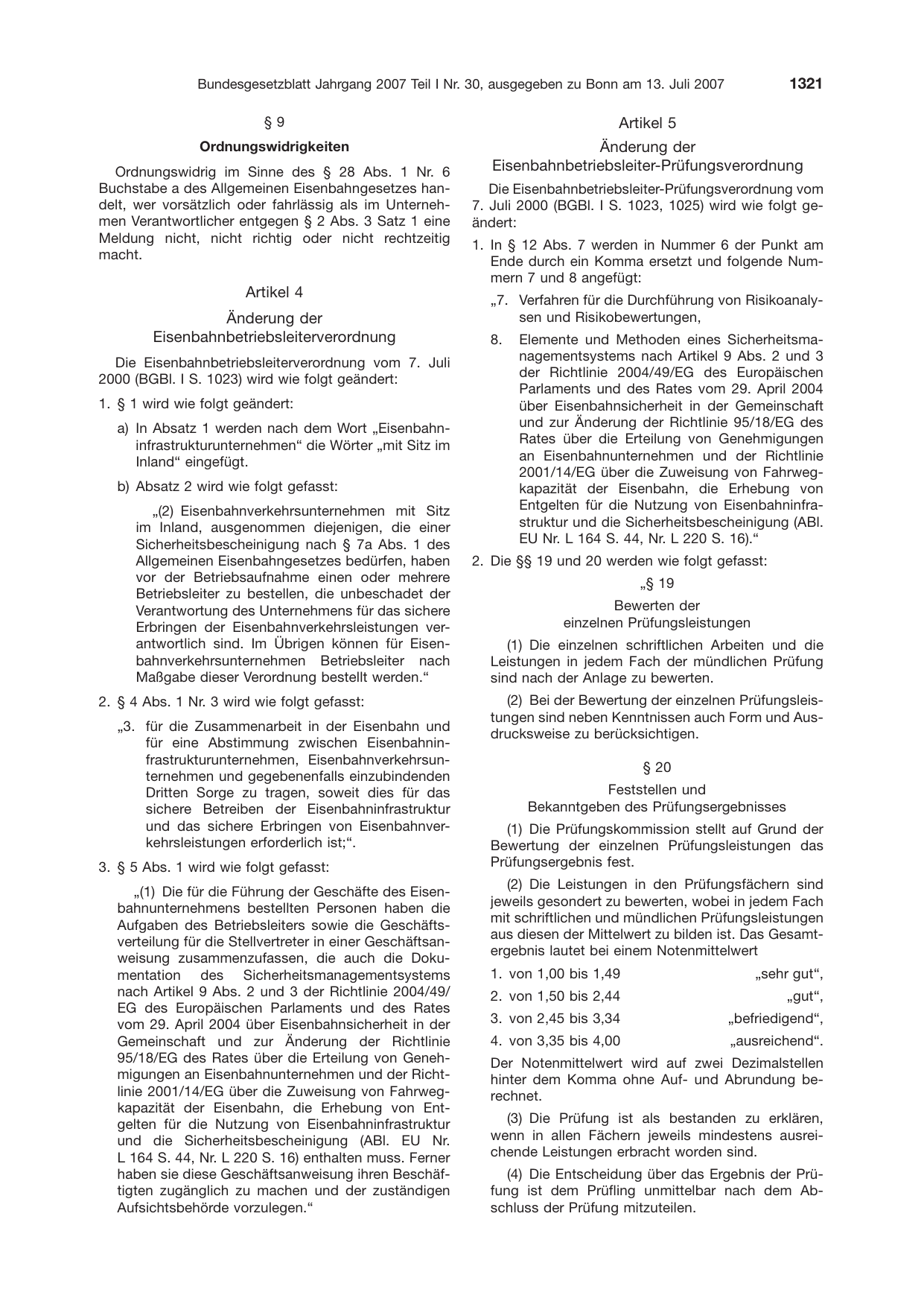 BGBl. 2007, Seite 1321 — Originalseite als Abbildung