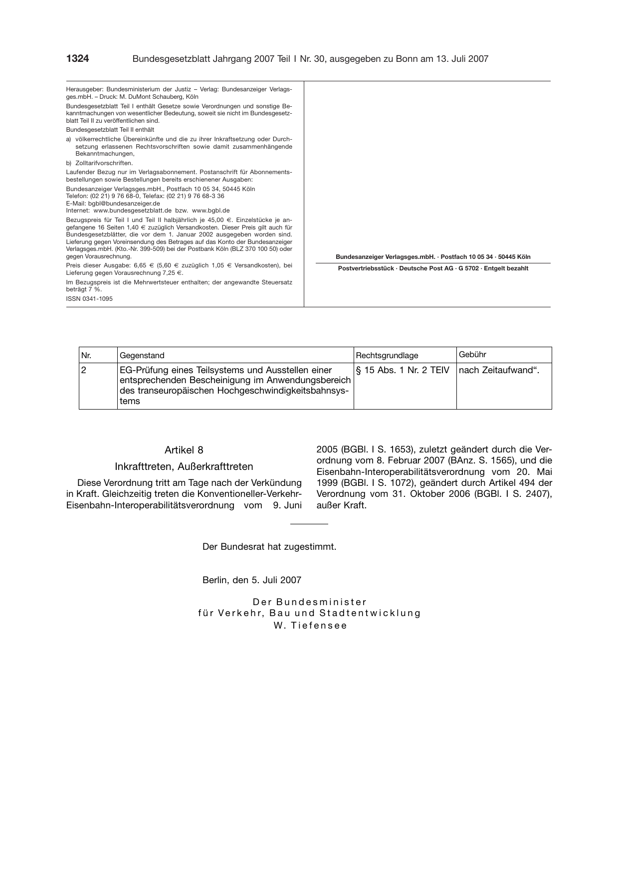 BGBl. 2007, Seite 1324 — Originalseite als Abbildung