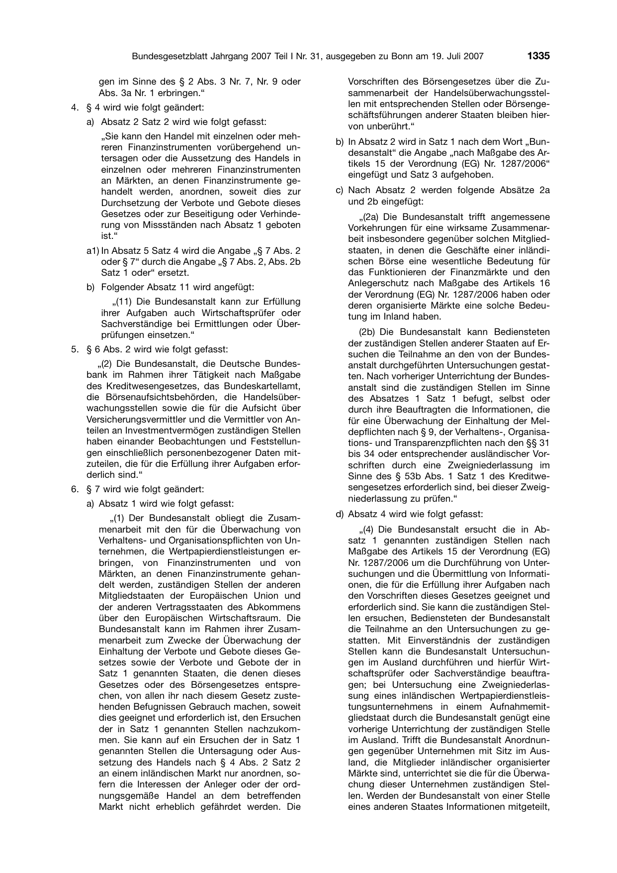 BGBl. 2007, Seite 1335 — Originalseite als Abbildung