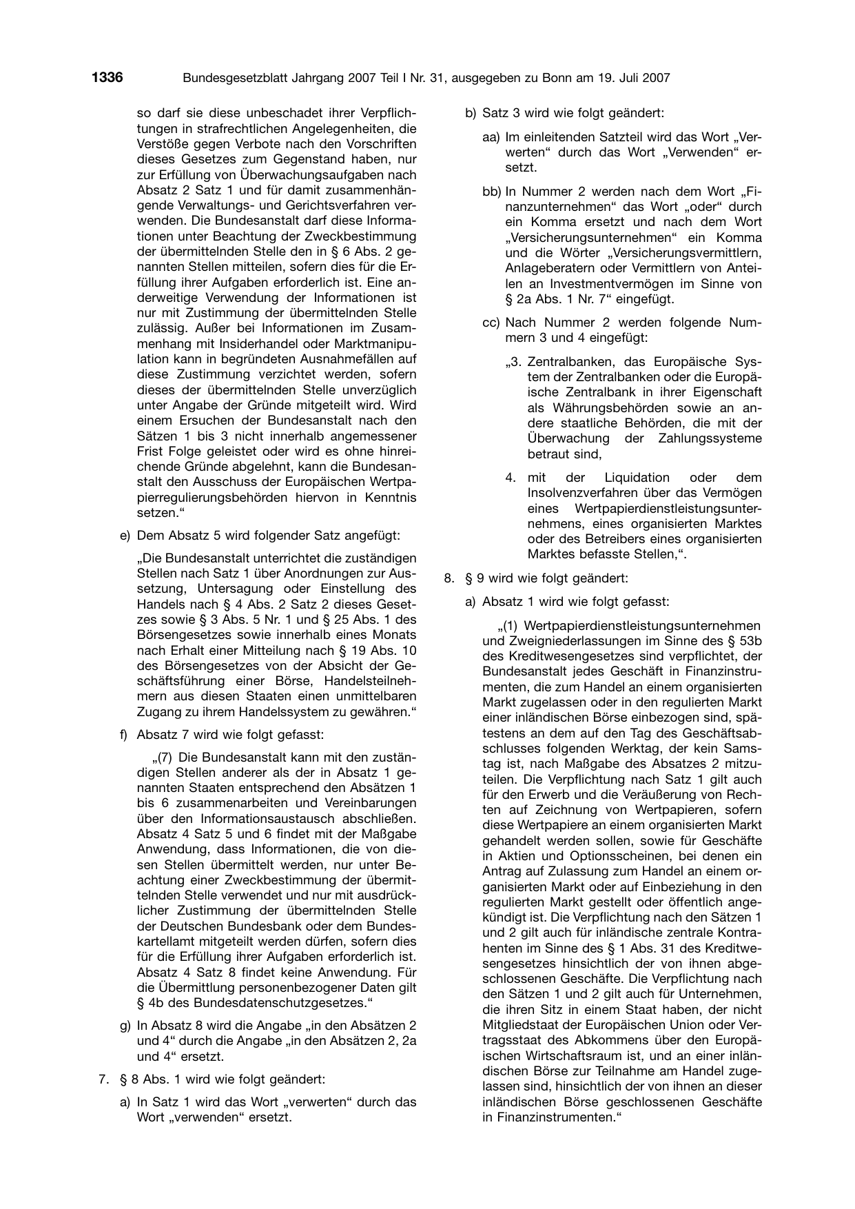 BGBl. 2007, Seite 1336 — Originalseite als Abbildung