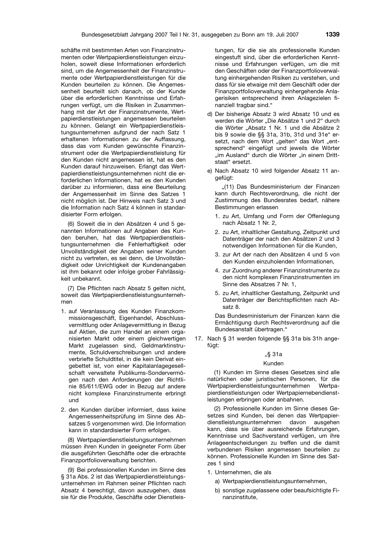 BGBl. 2007, Seite 1339 — Originalseite als Abbildung