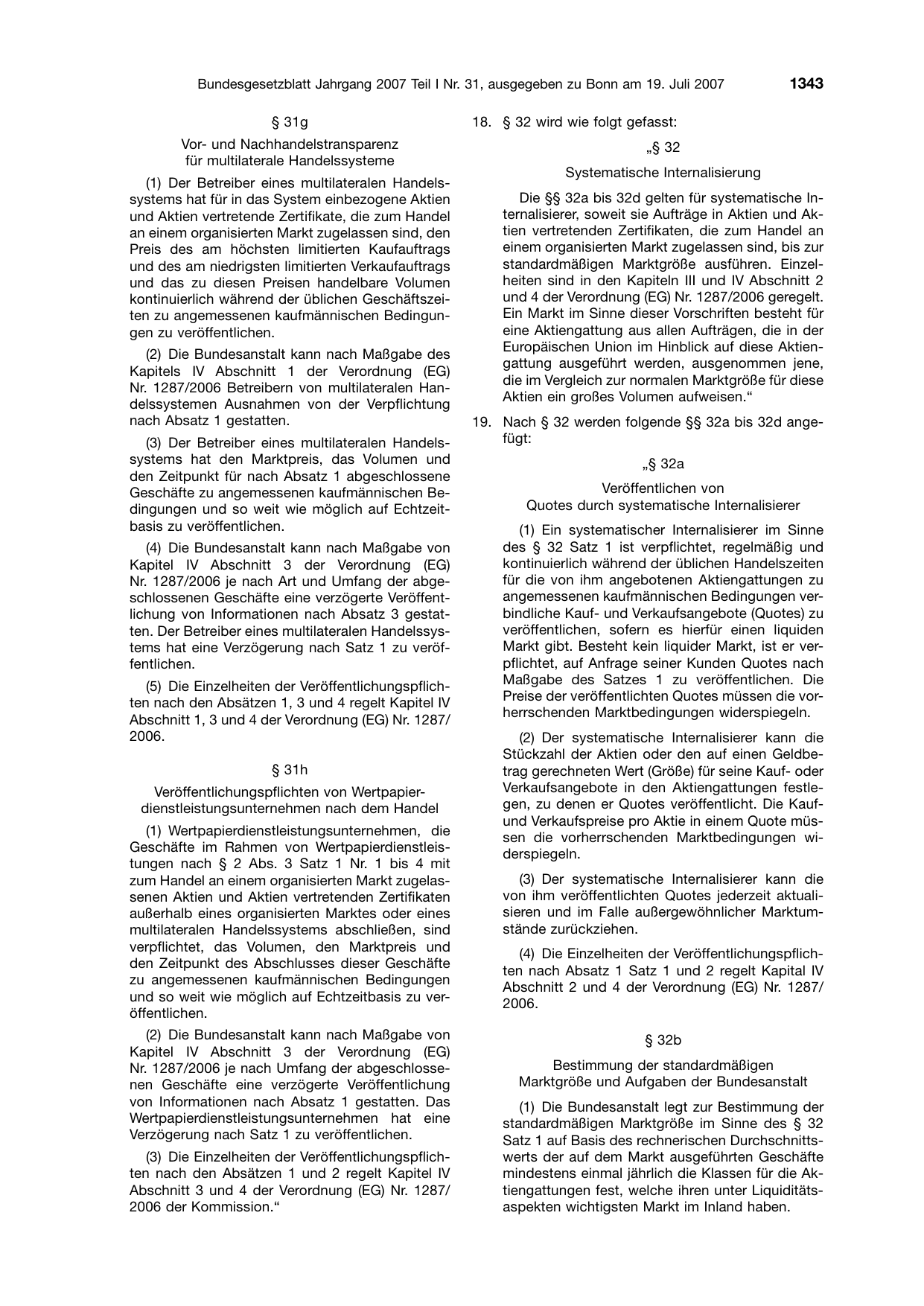 BGBl. 2007, Seite 1343 — Originalseite als Abbildung