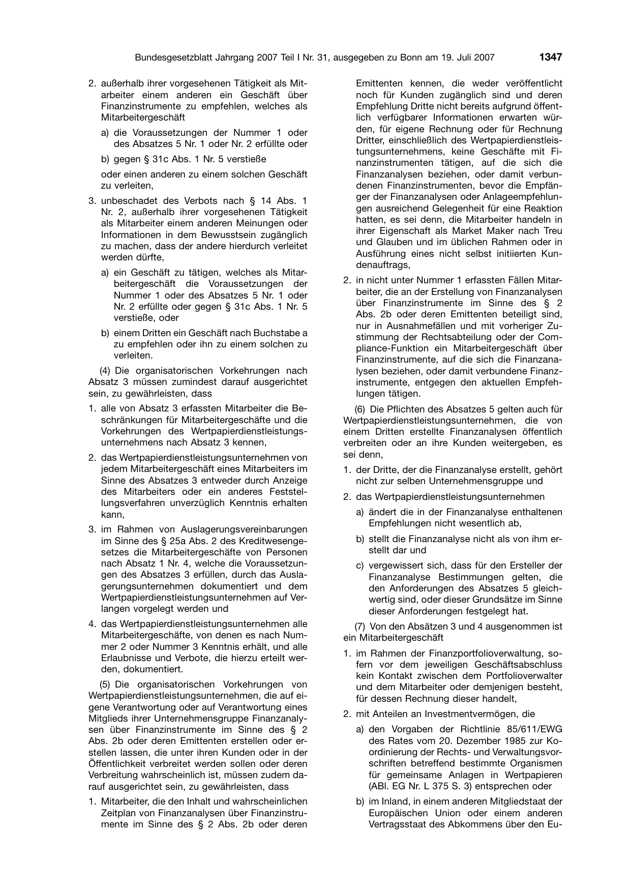 BGBl. 2007, Seite 1347 — Originalseite als Abbildung