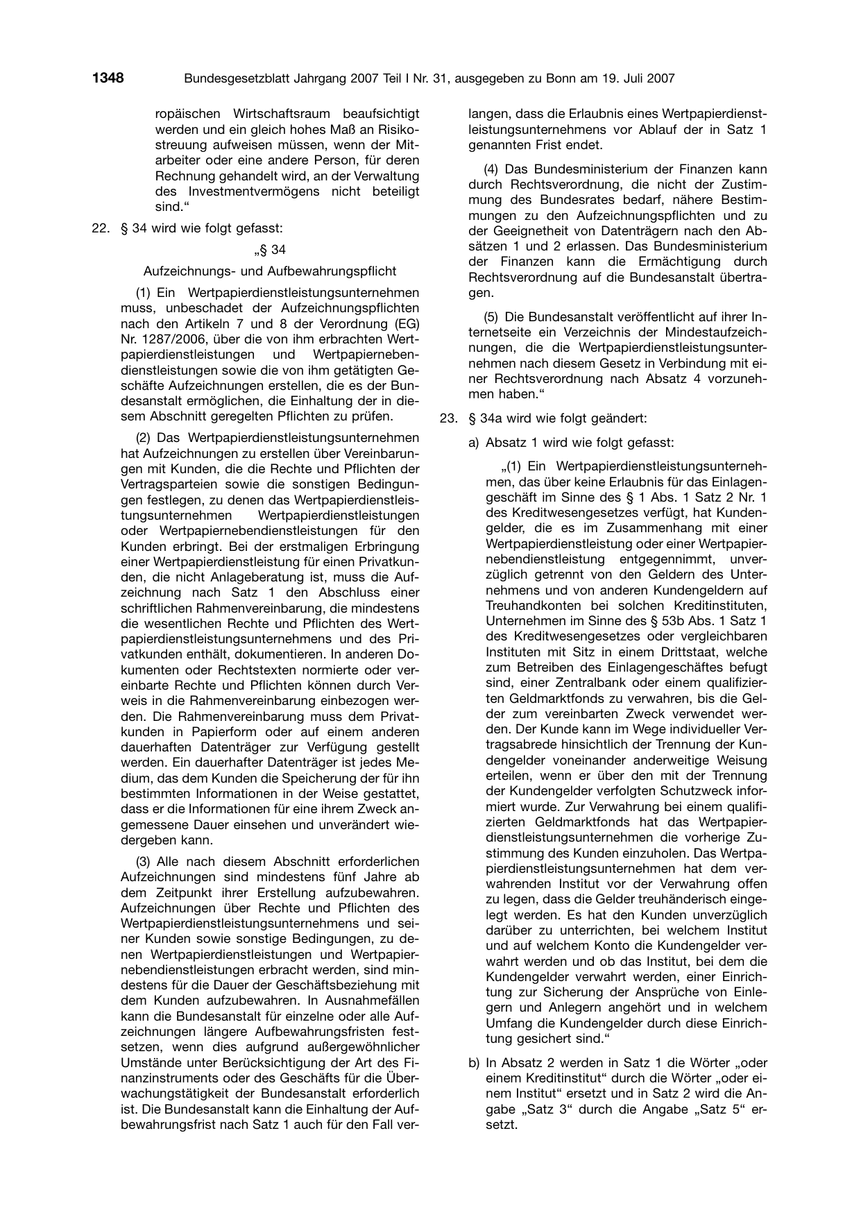 BGBl. 2007, Seite 1348 — Originalseite als Abbildung