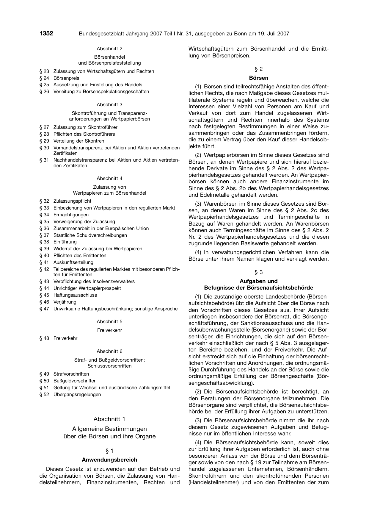 BGBl. 2007, Seite 1352 — Originalseite als Abbildung