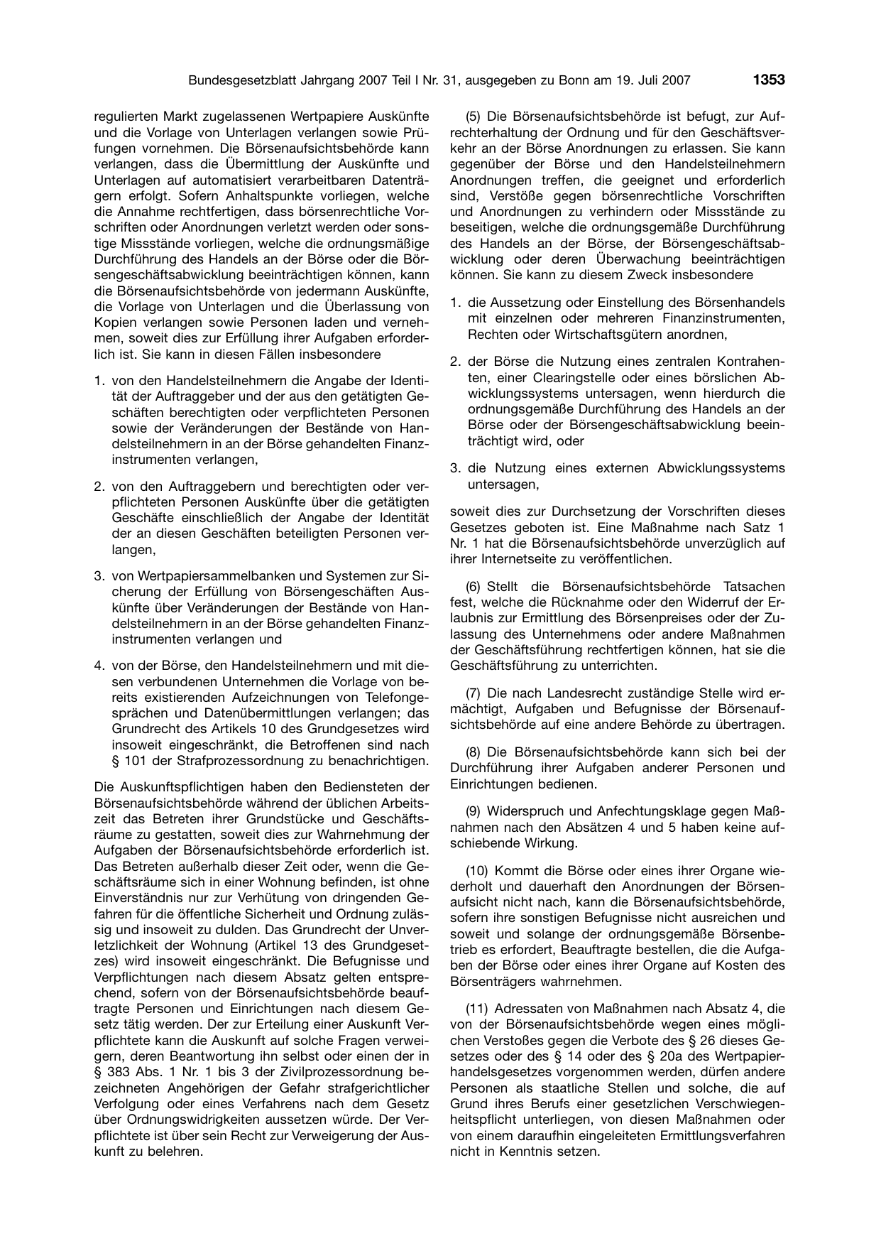 BGBl. 2007, Seite 1353 — Originalseite als Abbildung