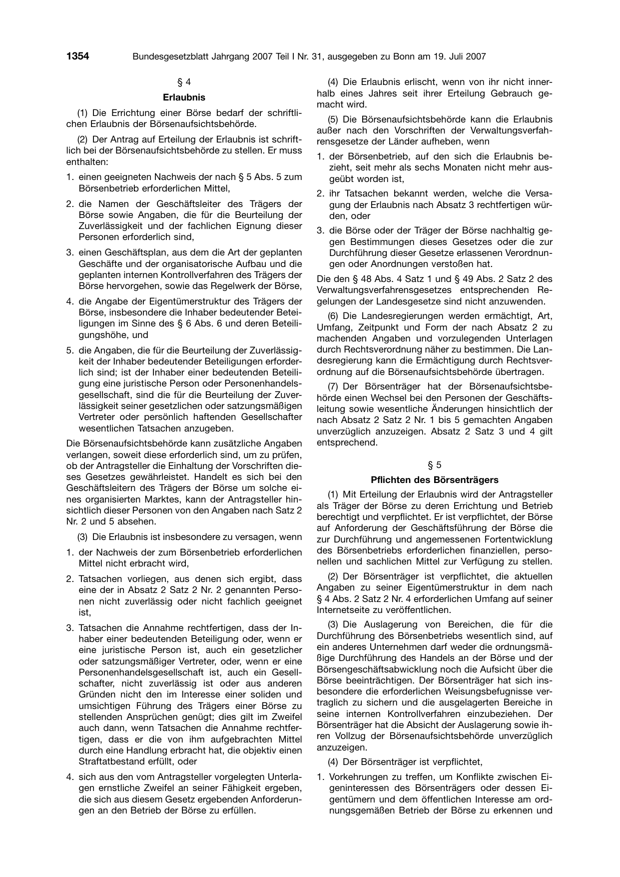 BGBl. 2007, Seite 1354 — Originalseite als Abbildung