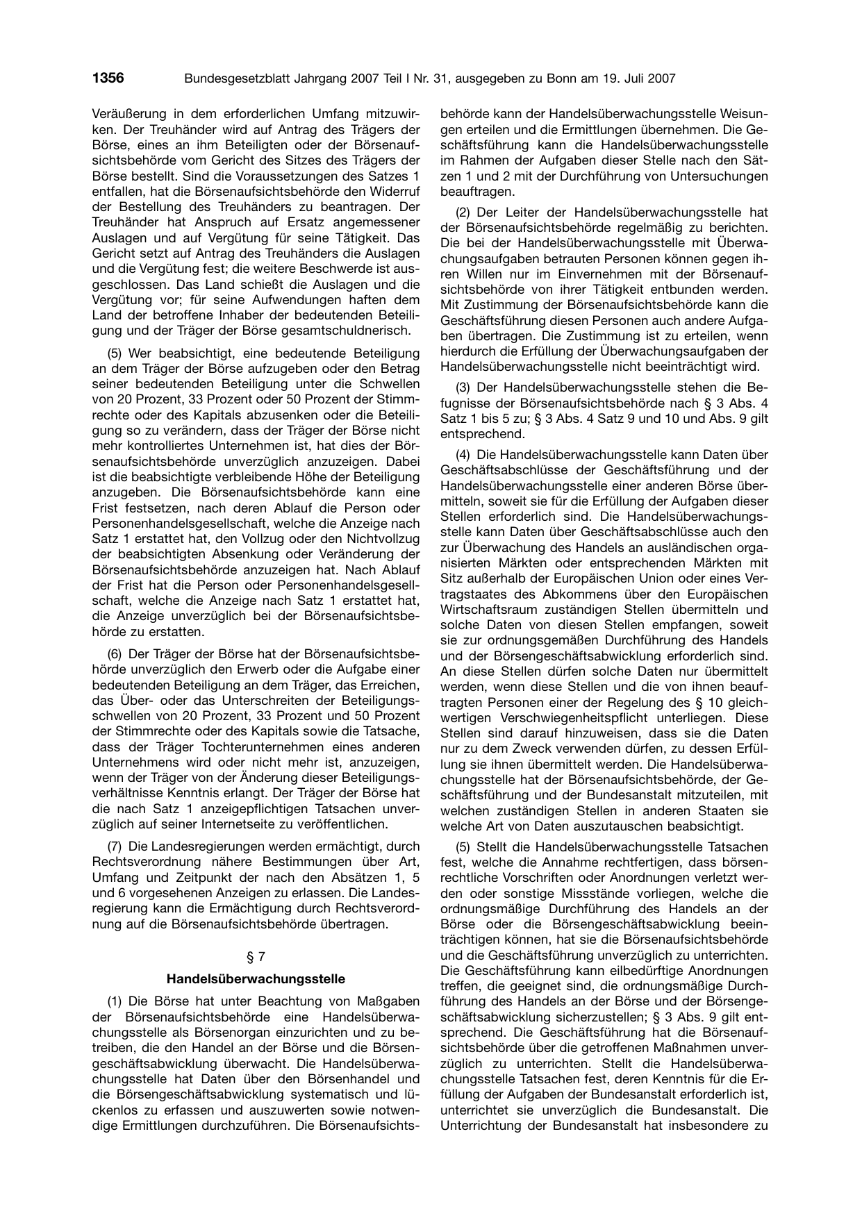 BGBl. 2007, Seite 1356 — Originalseite als Abbildung