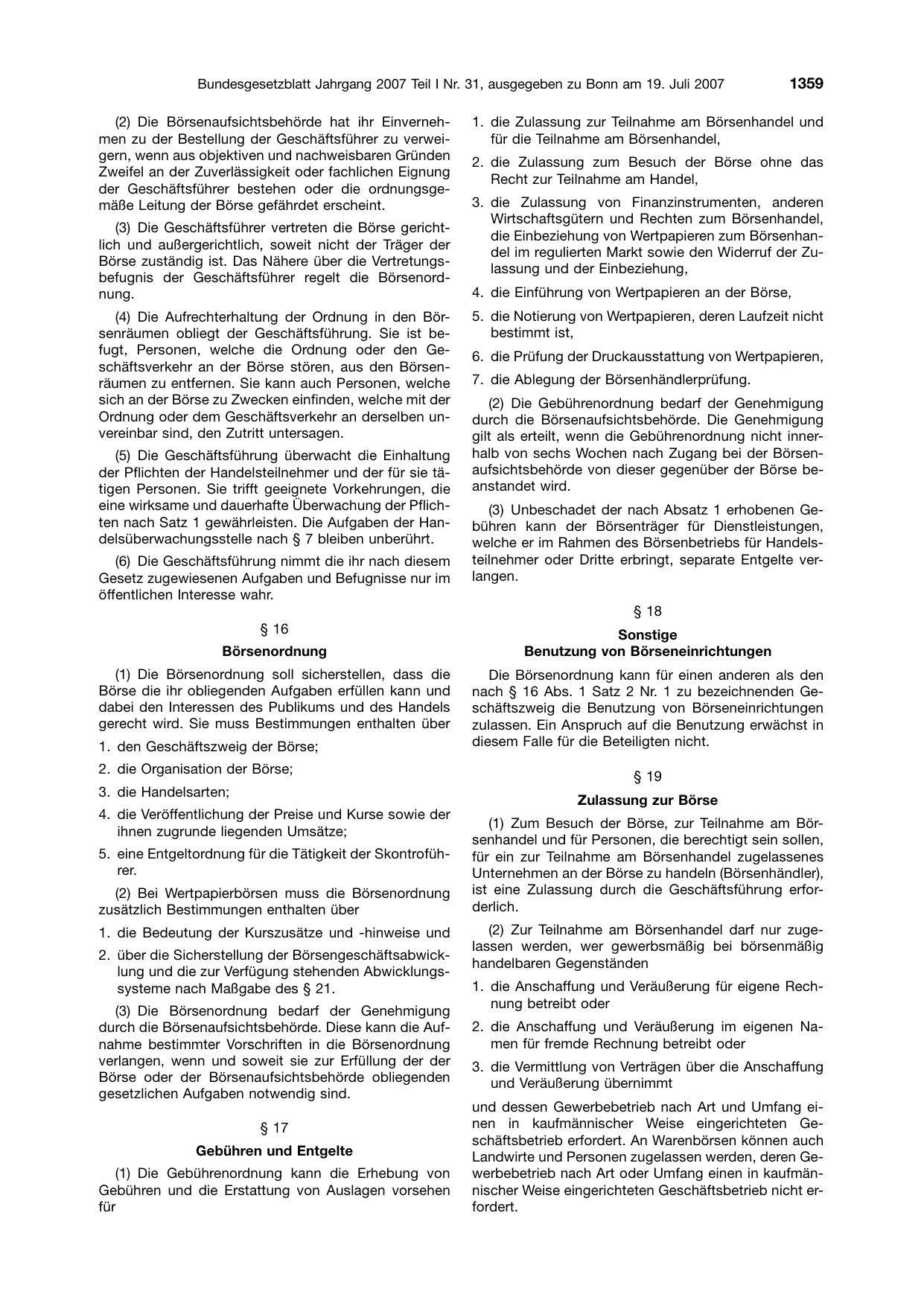 BGBl. 2007, Seite 1359 — Originalseite als Abbildung