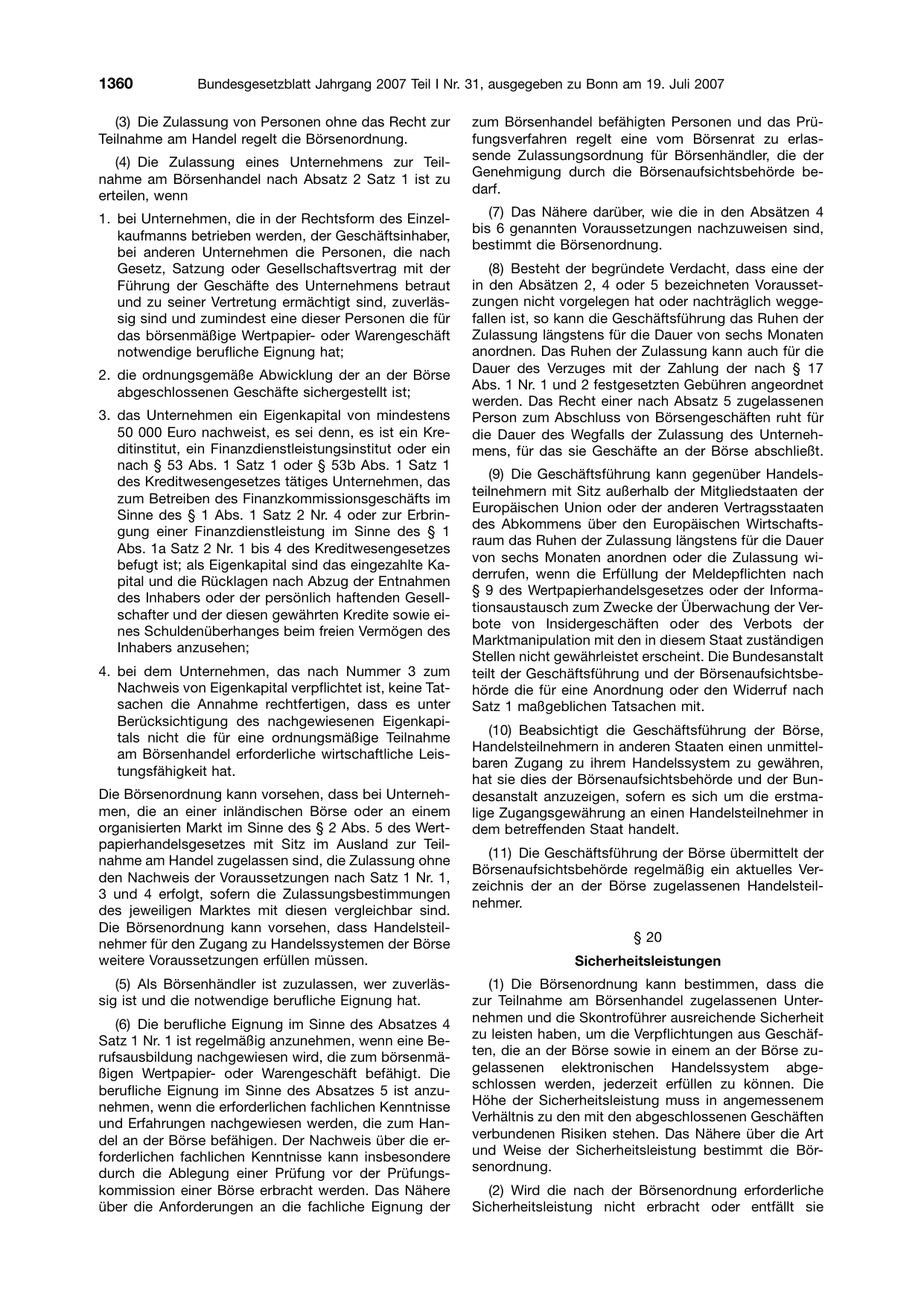BGBl. 2007, Seite 1360 — Originalseite als Abbildung