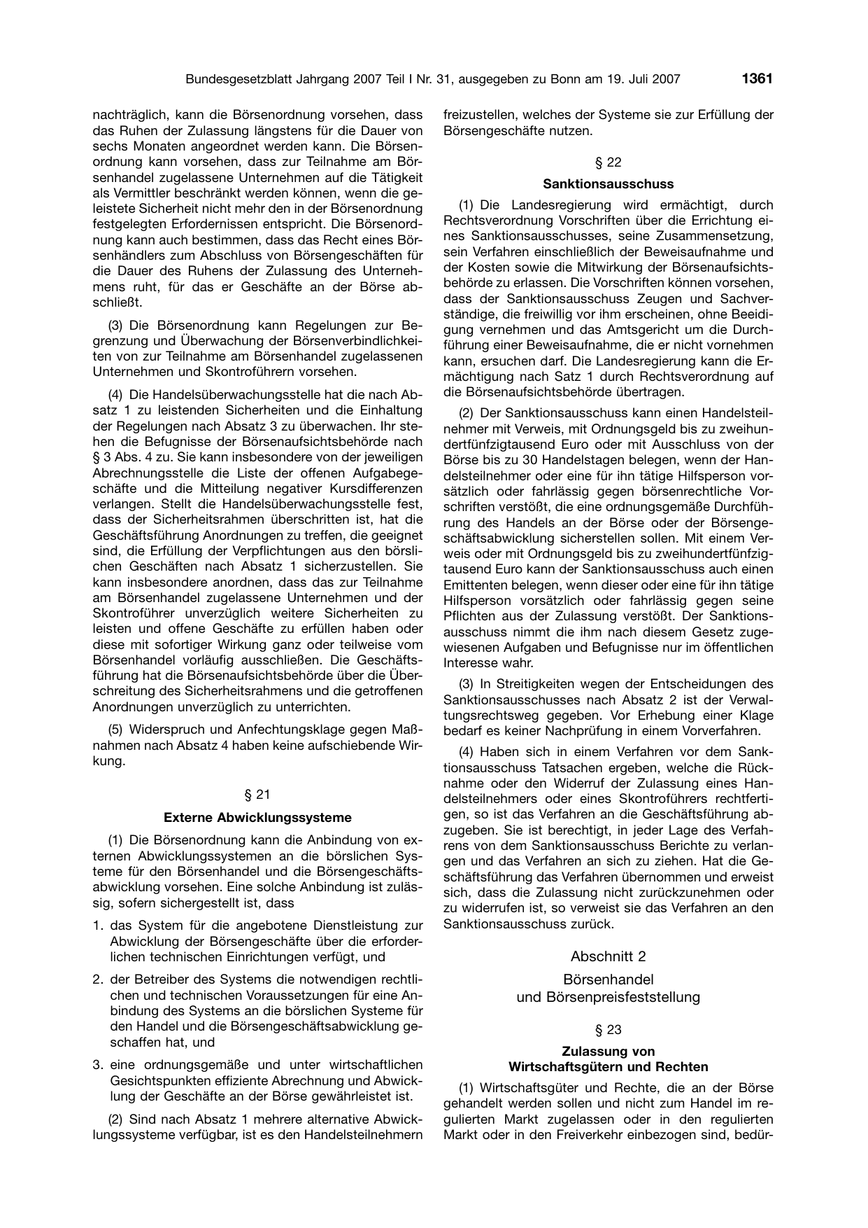 BGBl. 2007, Seite 1361 — Originalseite als Abbildung
