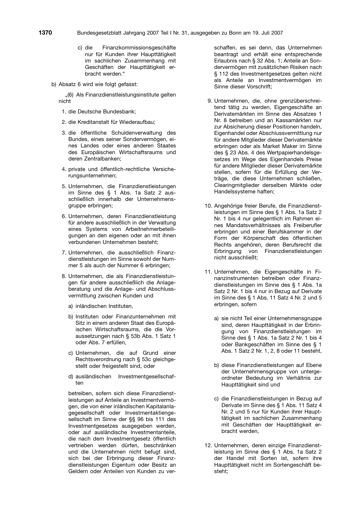 BGBl. 2007, Seite 1370 — Originalseite als Abbildung