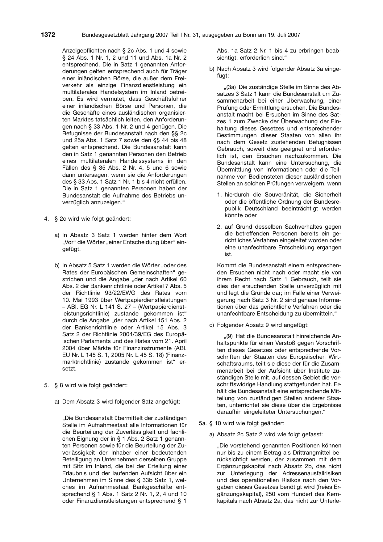 BGBl. 2007, Seite 1372 — Originalseite als Abbildung