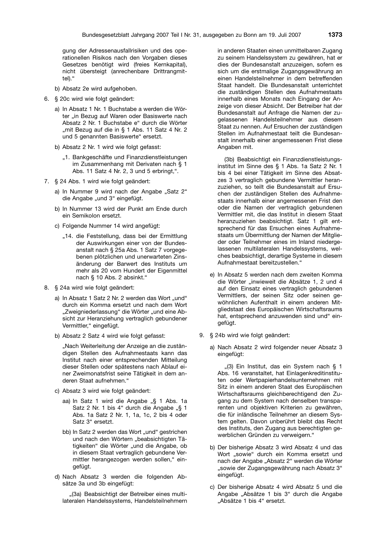 BGBl. 2007, Seite 1373 — Originalseite als Abbildung