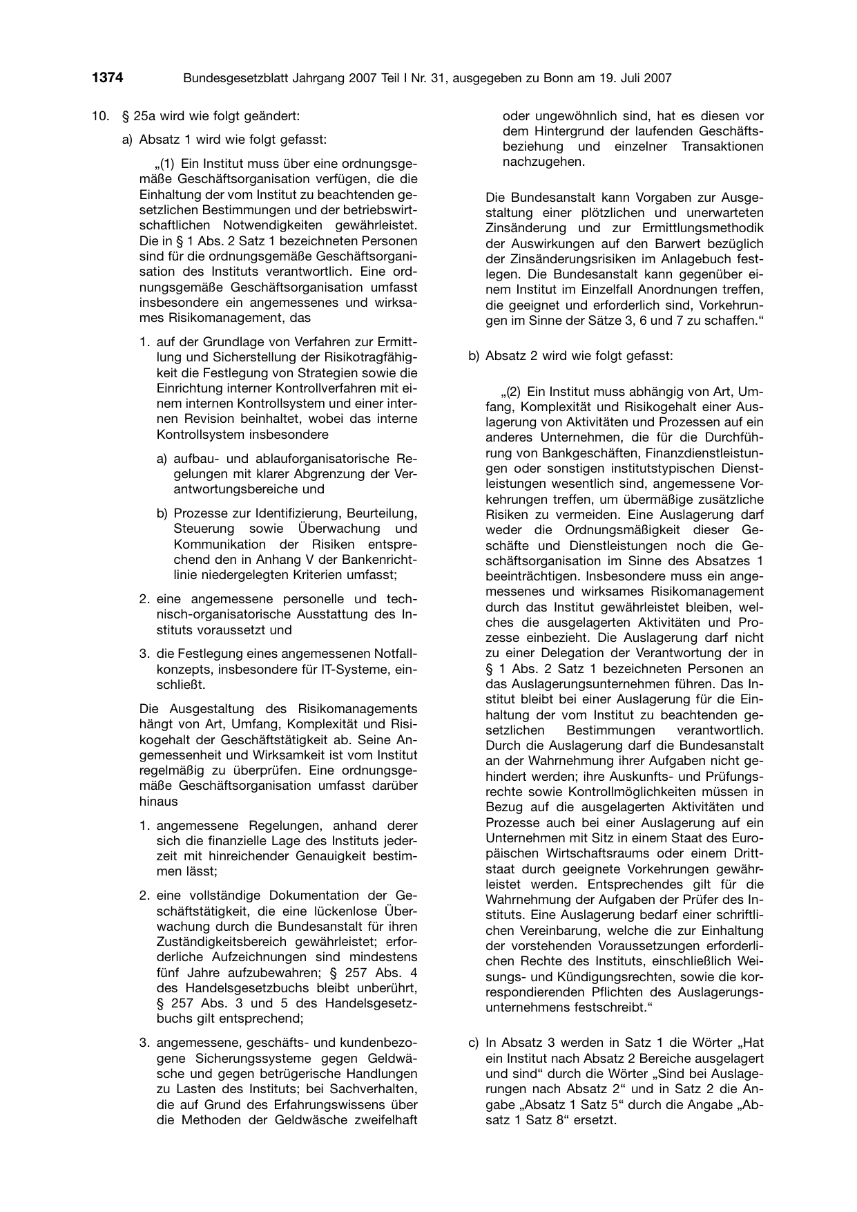 BGBl. 2007, Seite 1374 — Originalseite als Abbildung