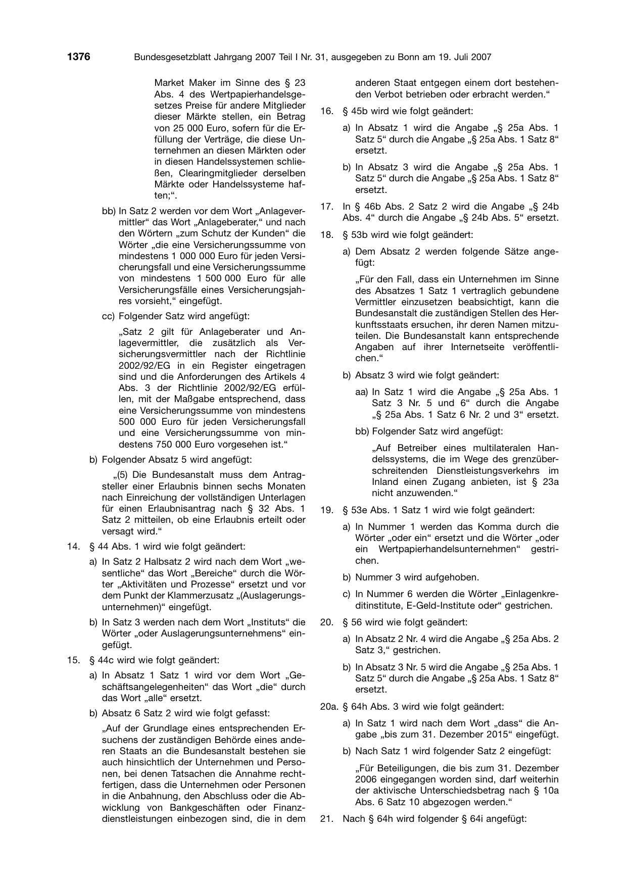 BGBl. 2007, Seite 1376 — Originalseite als Abbildung