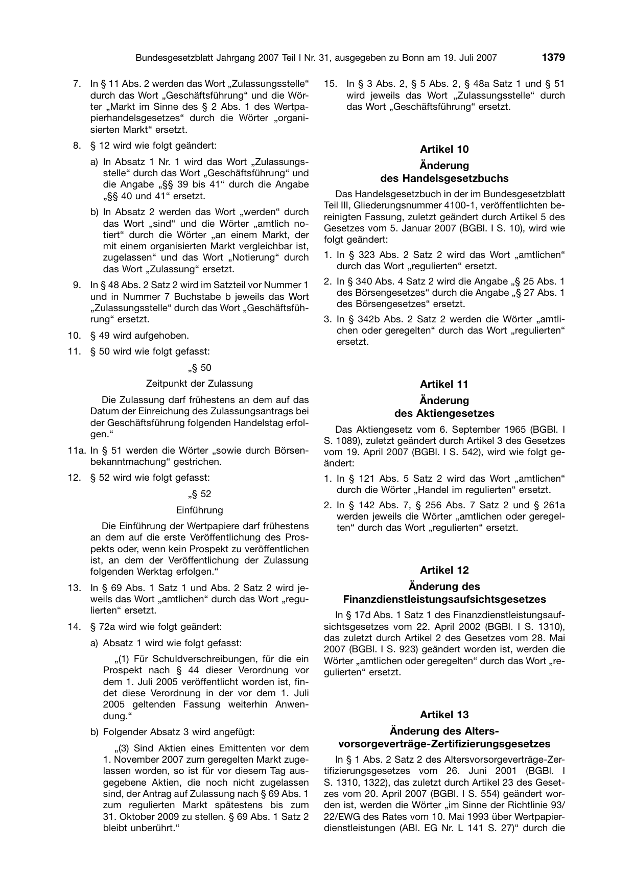 BGBl. 2007, Seite 1379 — Originalseite als Abbildung