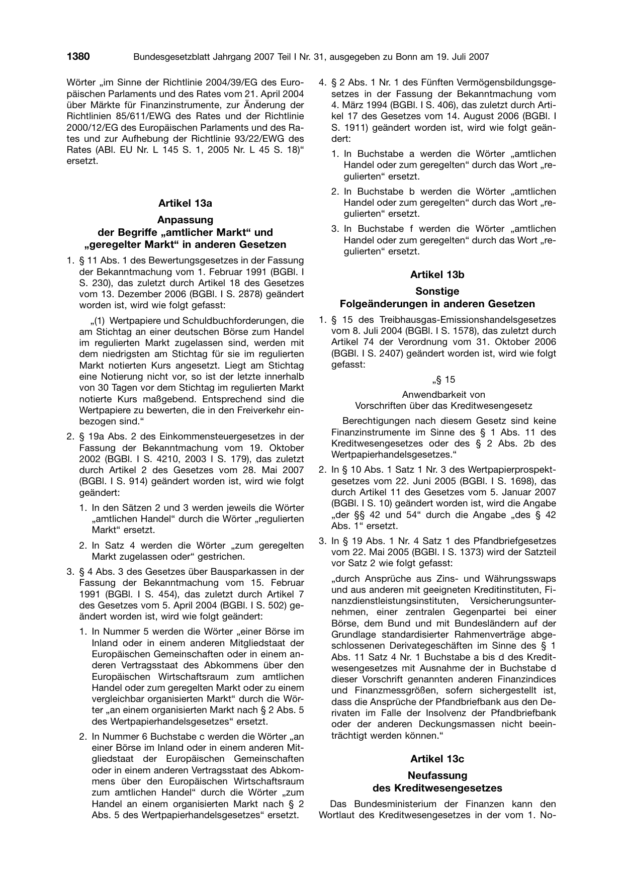 BGBl. 2007, Seite 1380 — Originalseite als Abbildung