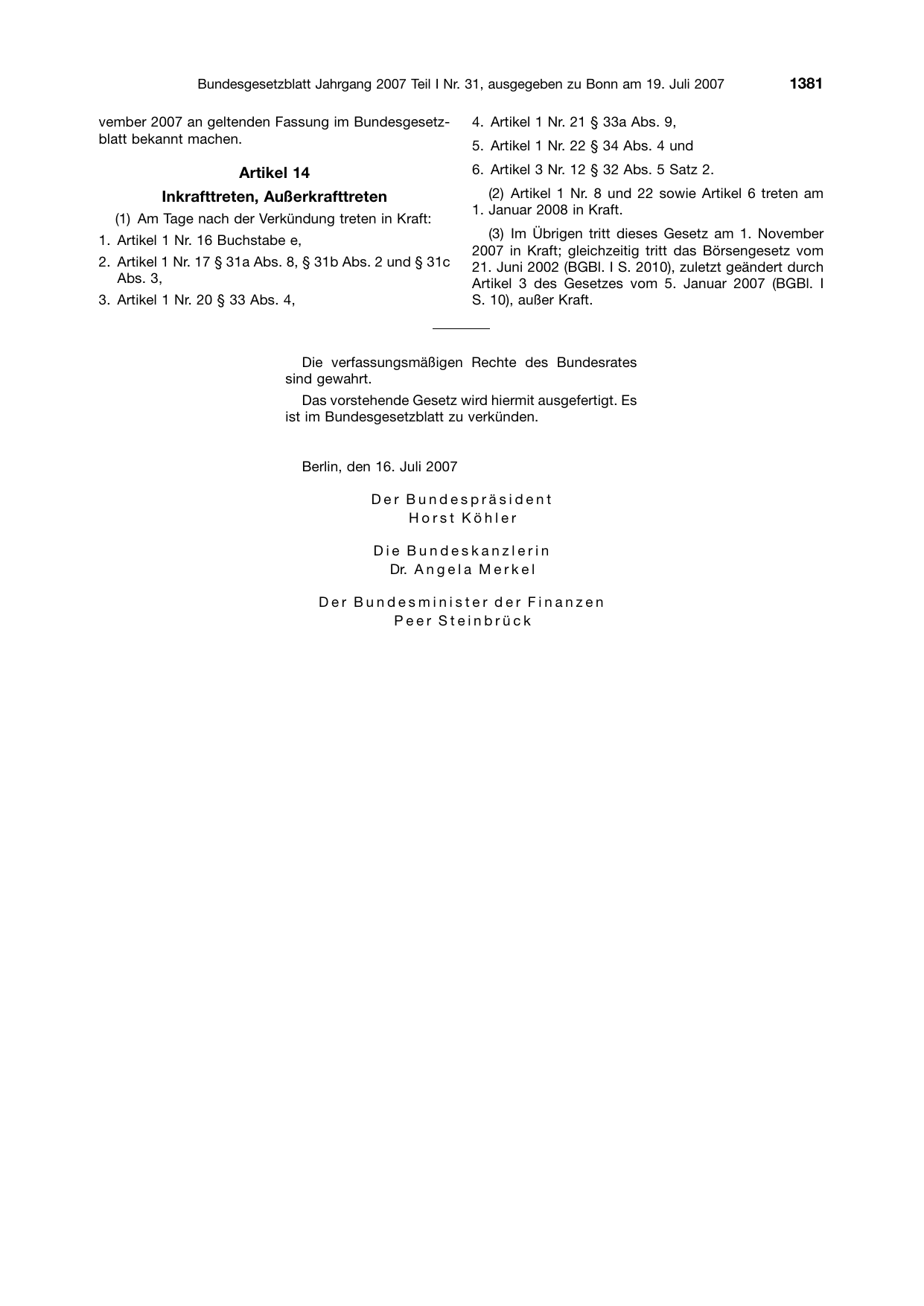 BGBl. 2007, Seite 1381 — Originalseite als Abbildung