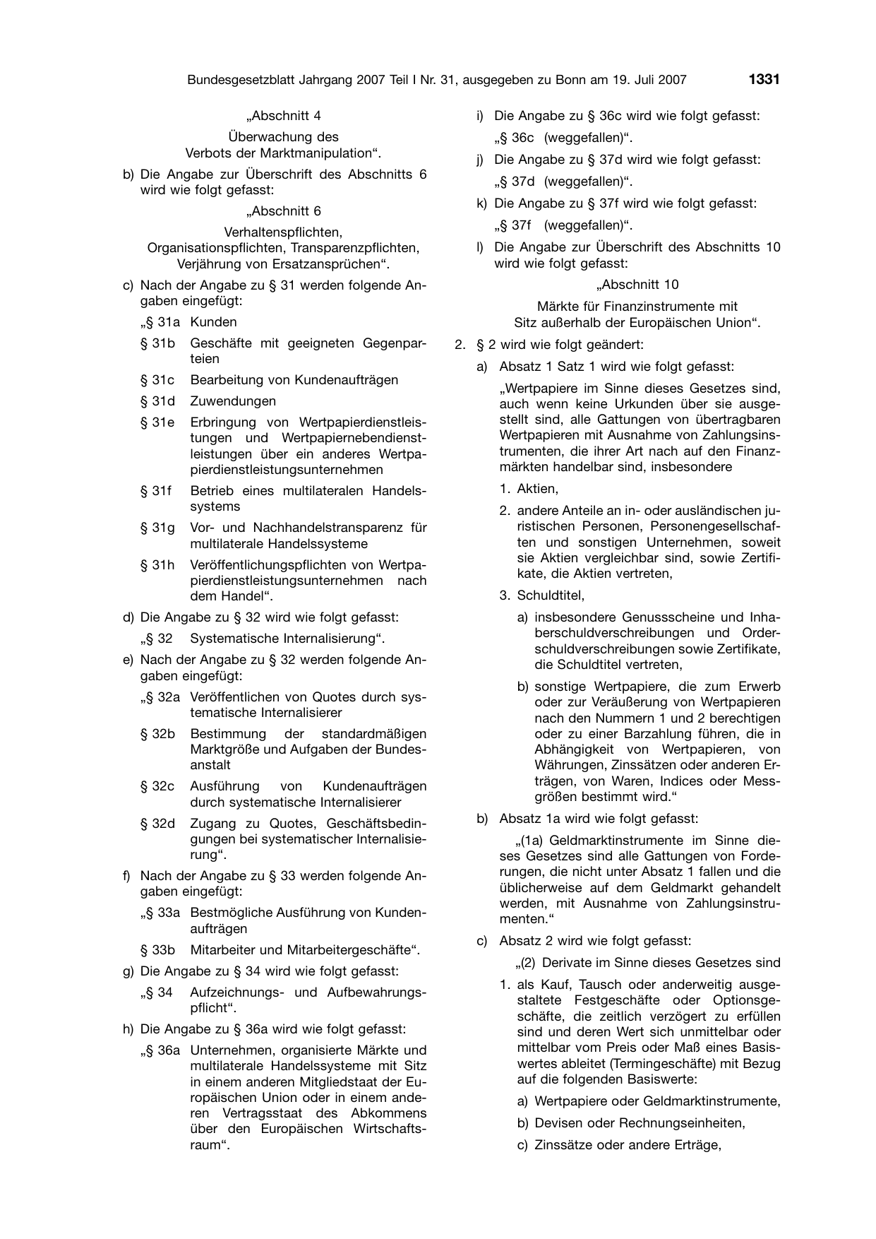 BGBl. 2007, Seite 1331 — Originalseite als Abbildung