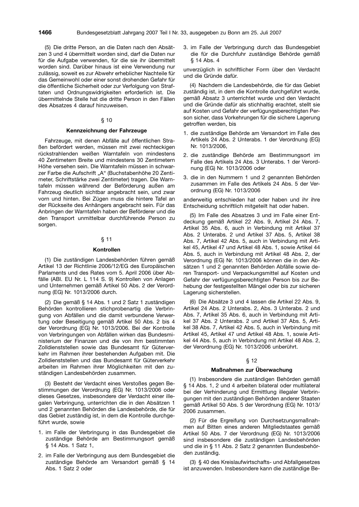 BGBl. 2007, Seite 1466 — Originalseite als Abbildung