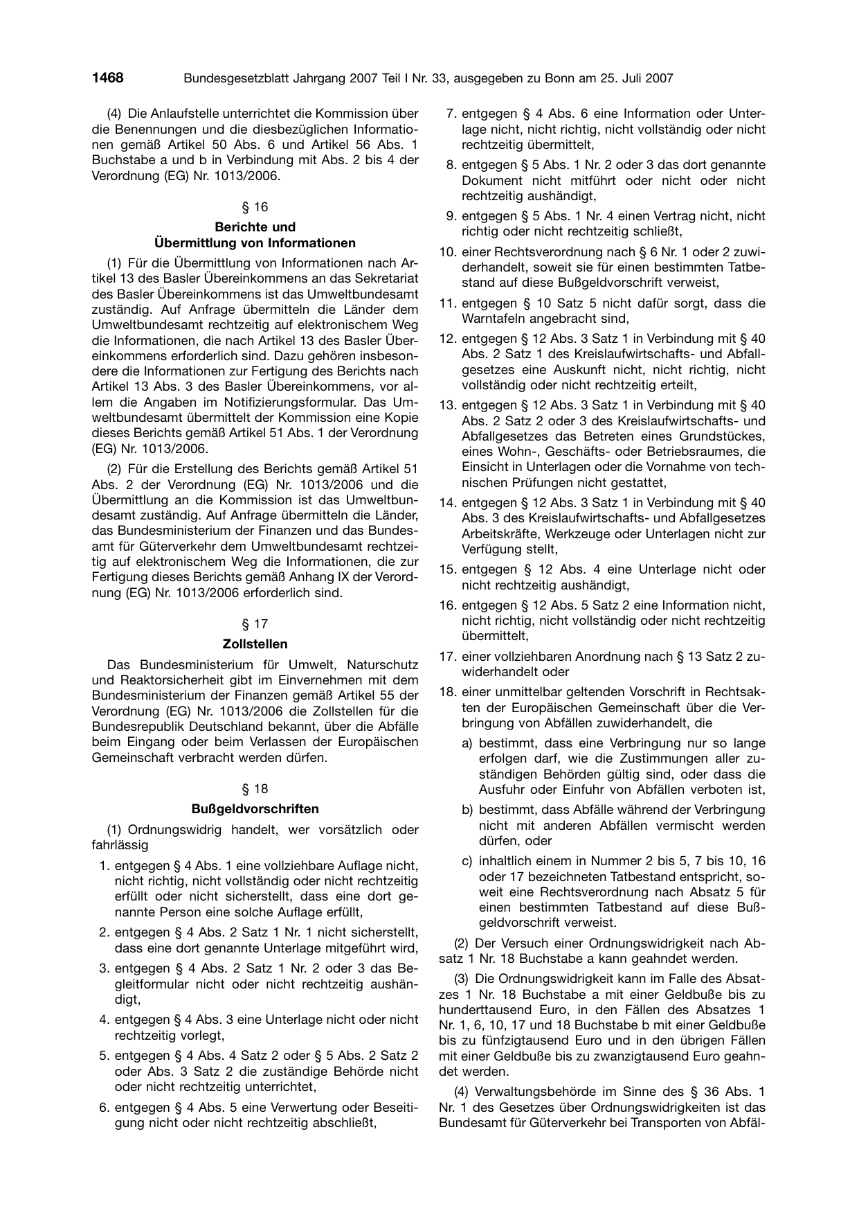 BGBl. 2007, Seite 1468 — Originalseite als Abbildung