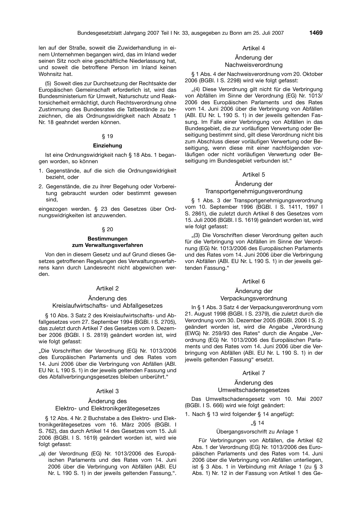 BGBl. 2007, Seite 1469 — Originalseite als Abbildung