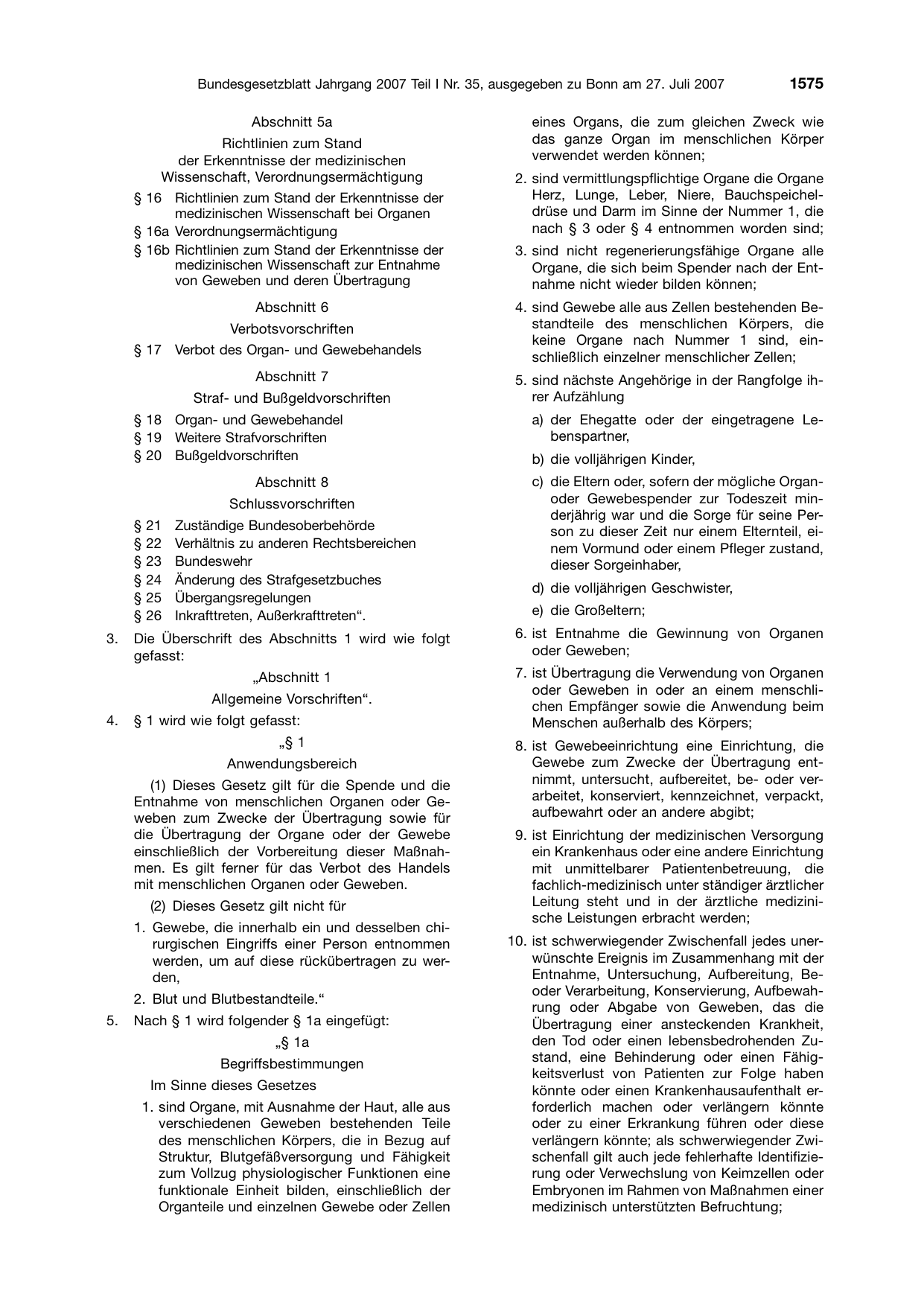 BGBl. 2007, Seite 1575 — Originalseite als Abbildung