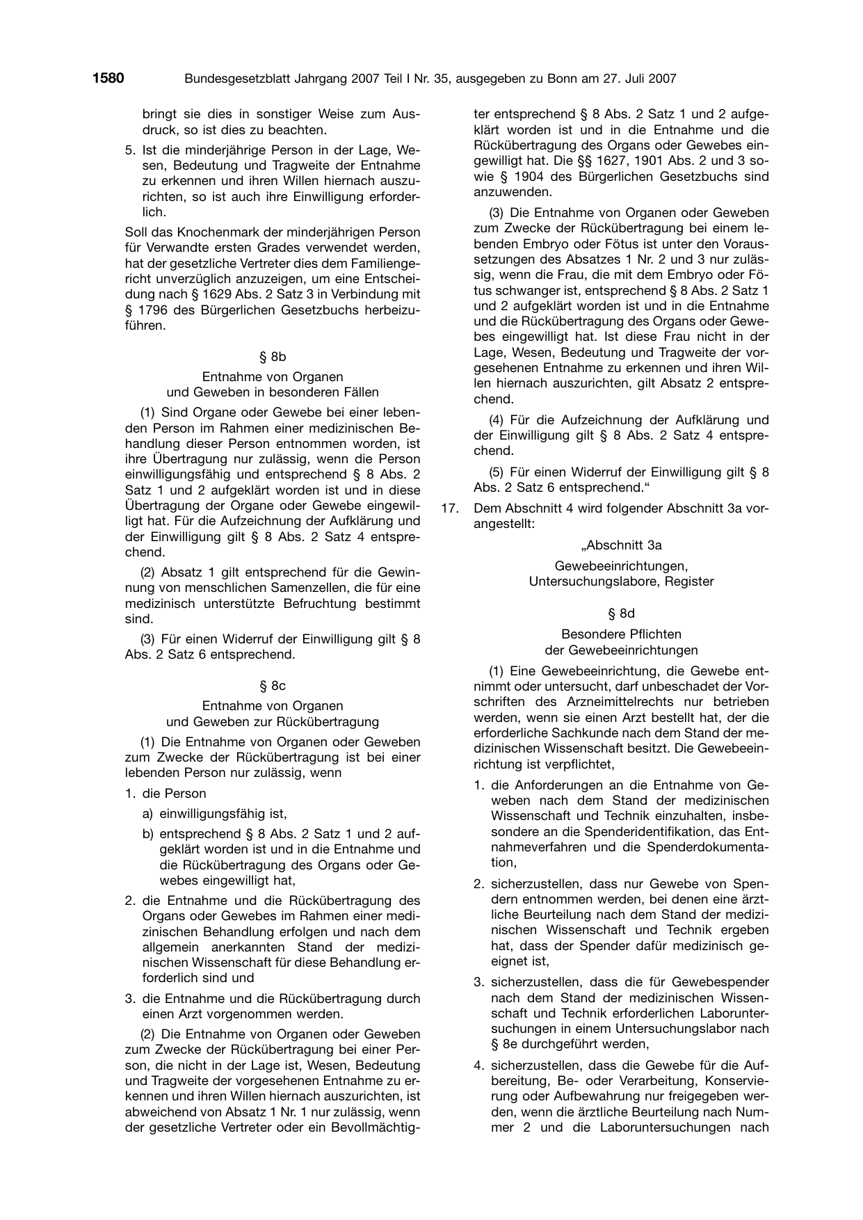 BGBl. 2007, Seite 1580 — Originalseite als Abbildung
