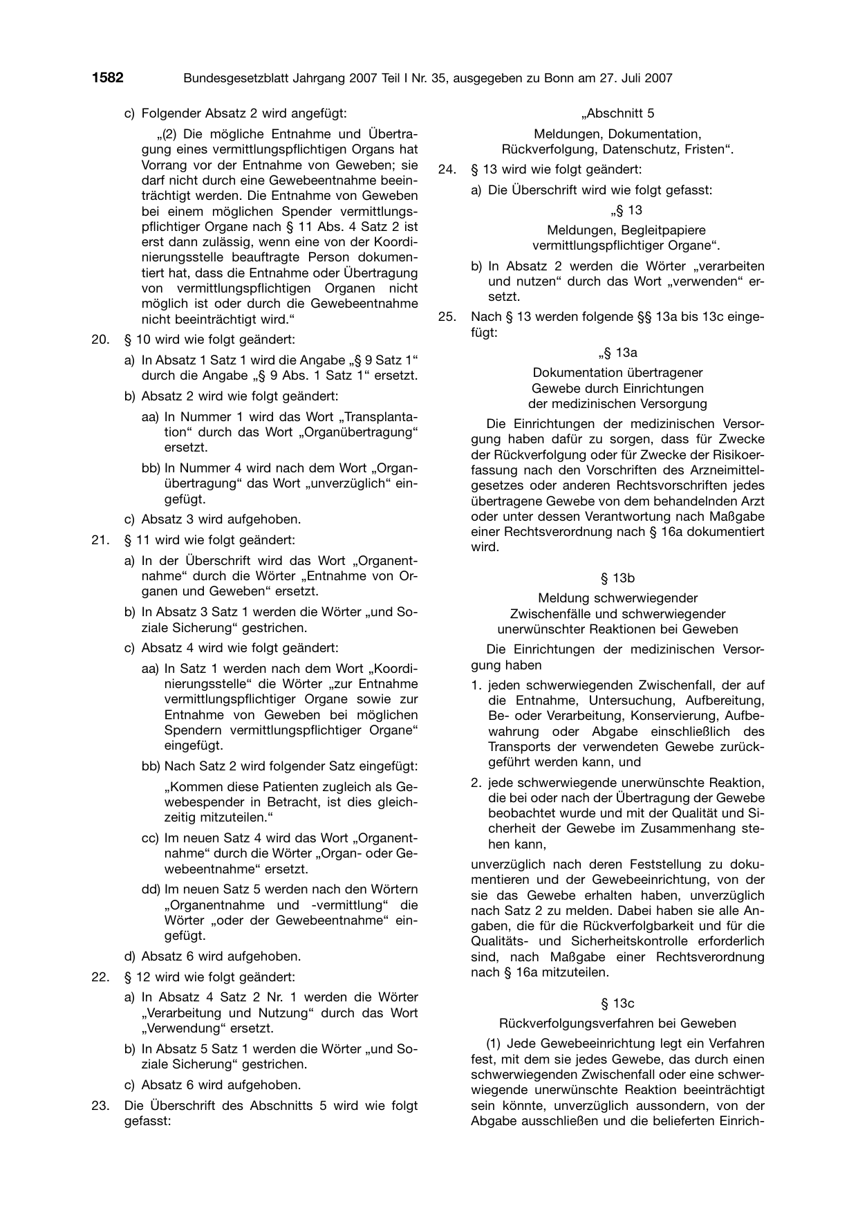 BGBl. 2007, Seite 1582 — Originalseite als Abbildung