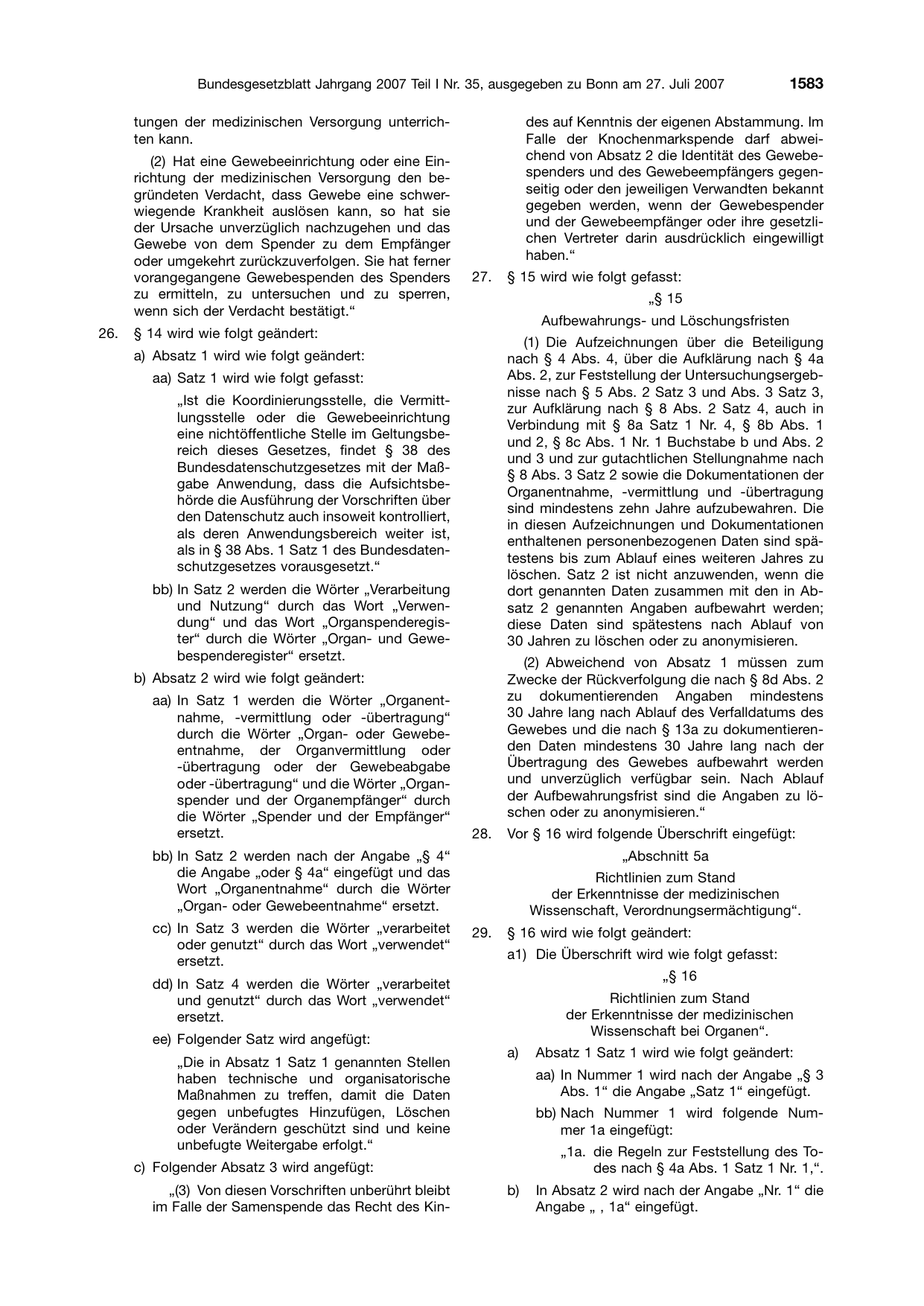 BGBl. 2007, Seite 1583 — Originalseite als Abbildung