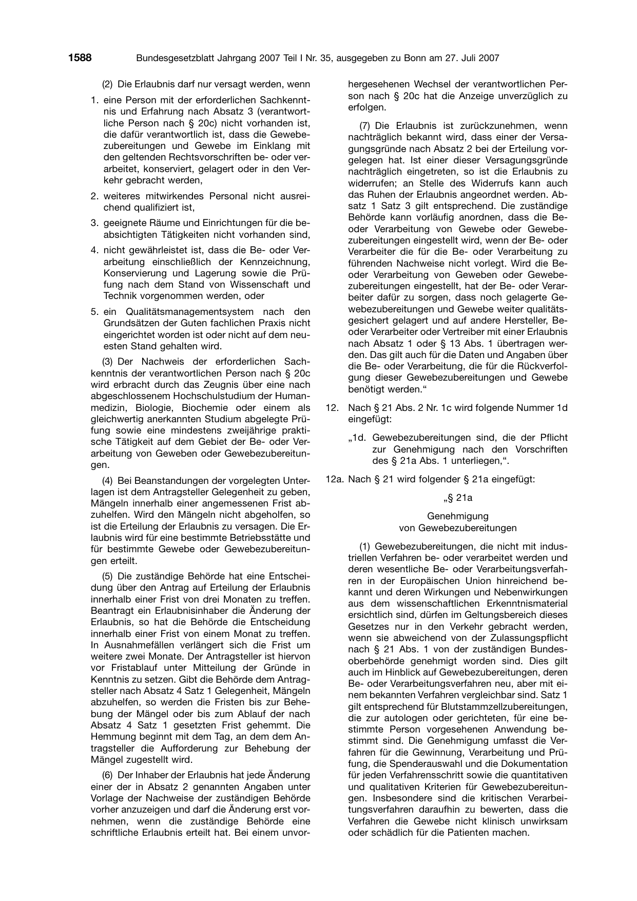 BGBl. 2007, Seite 1588 — Originalseite als Abbildung