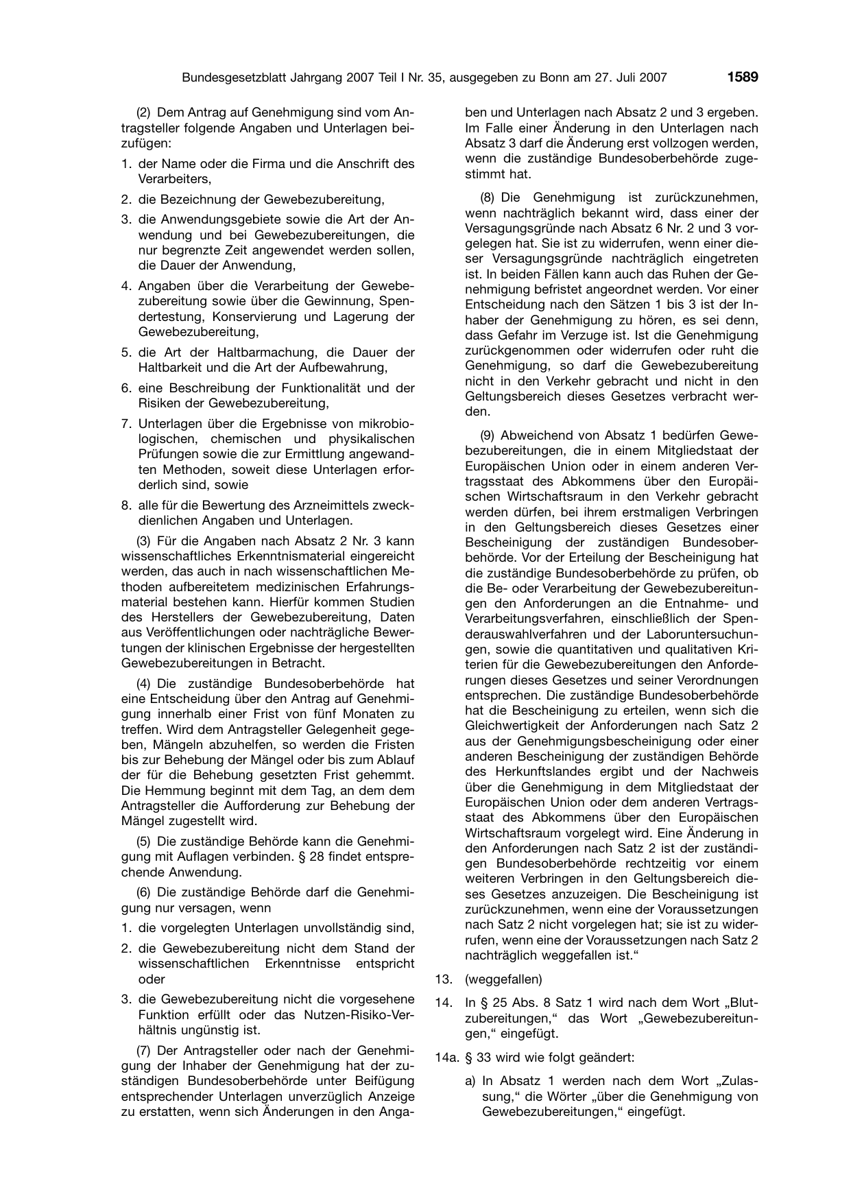 BGBl. 2007, Seite 1589 — Originalseite als Abbildung