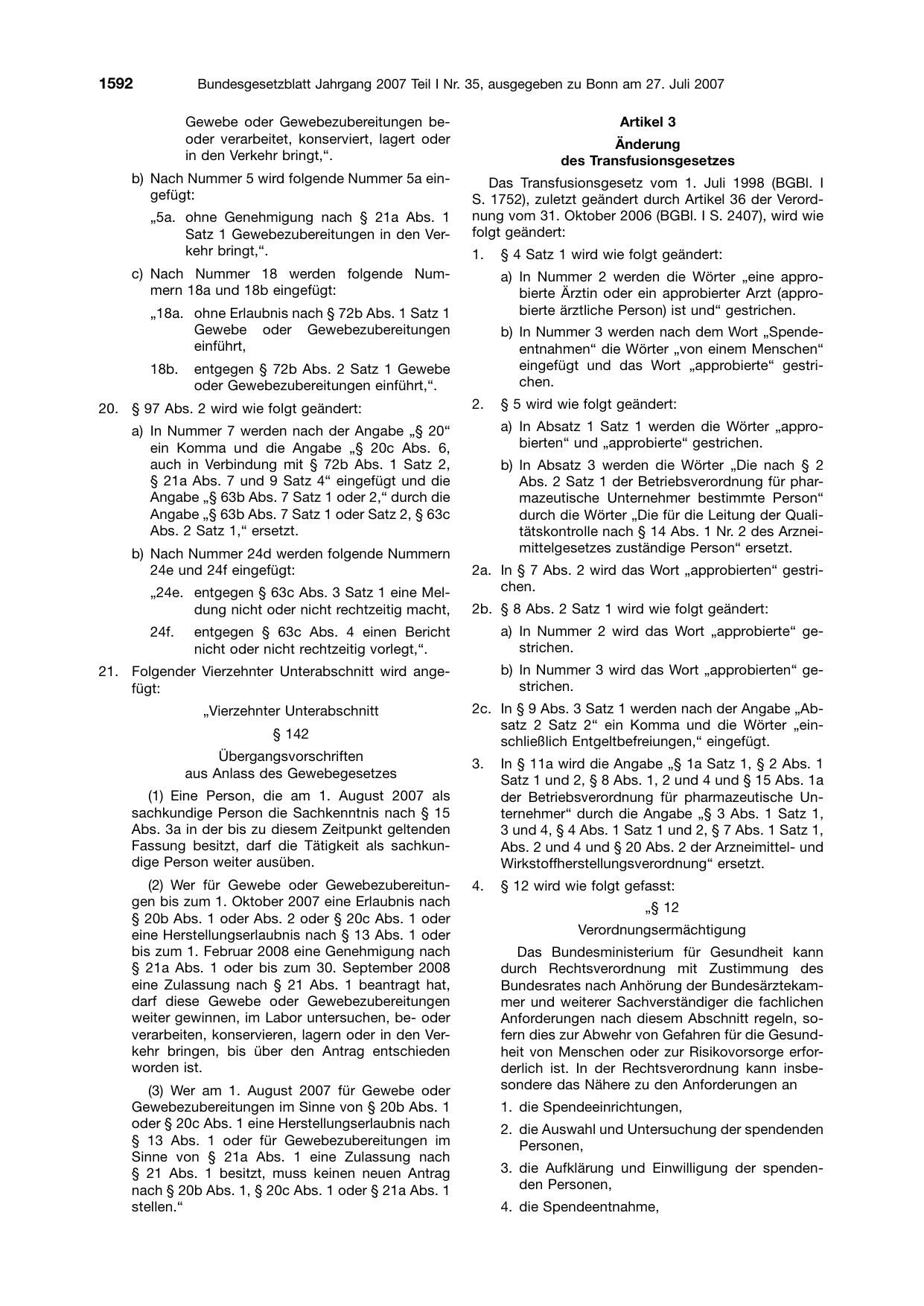 BGBl. 2007, Seite 1592 — Originalseite als Abbildung