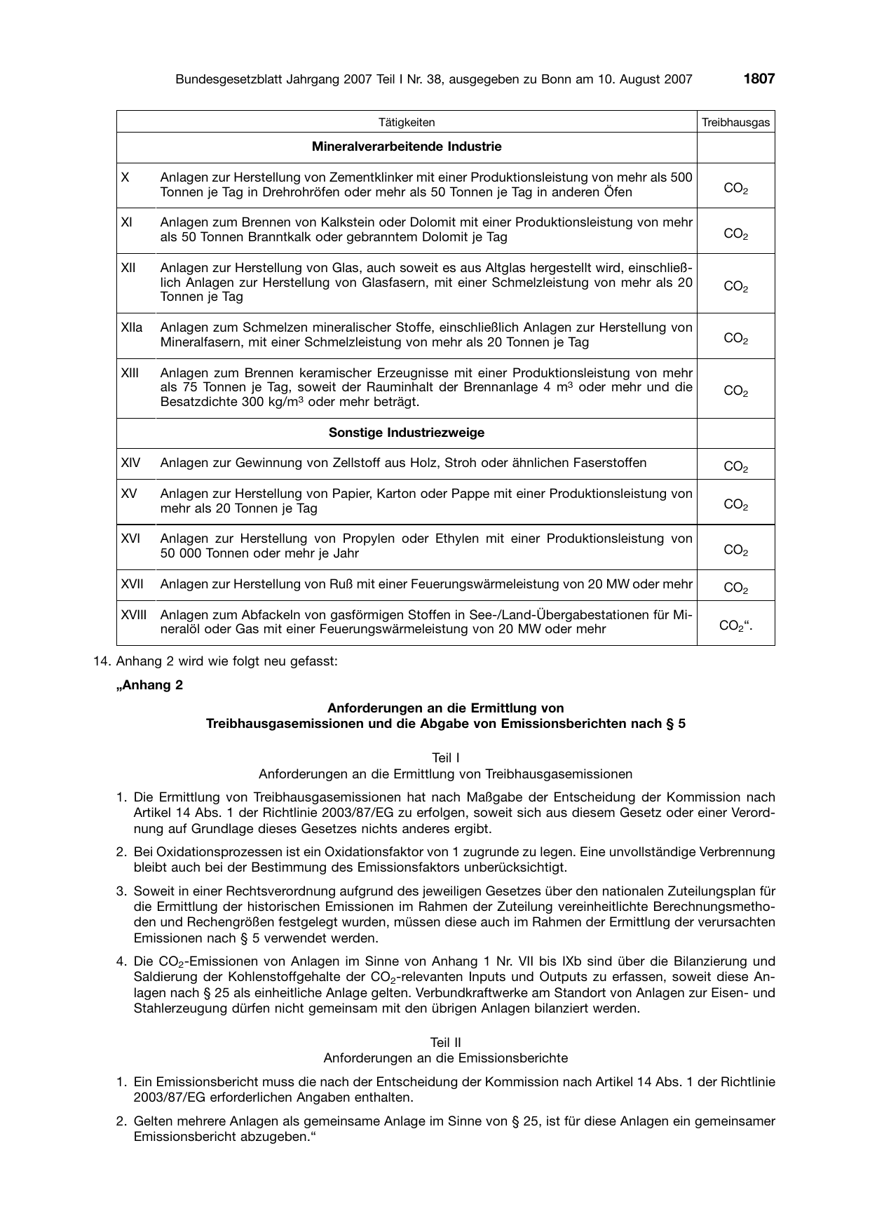 BGBl. 2007, Seite 1807 — Originalseite als Abbildung