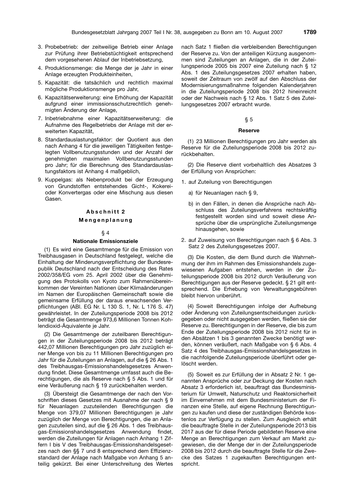 BGBl. 2007, Seite 1789 — Originalseite als Abbildung