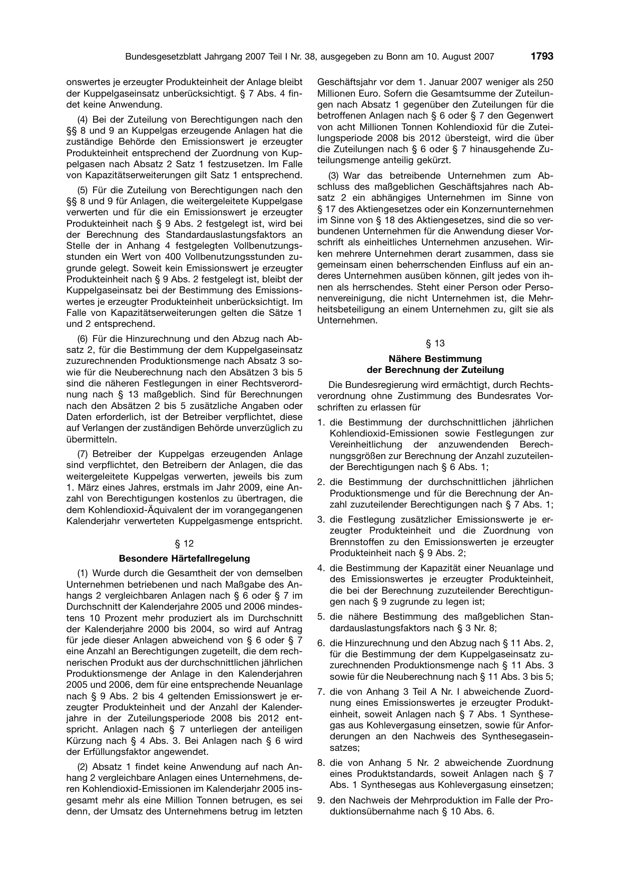 BGBl. 2007, Seite 1793 — Originalseite als Abbildung