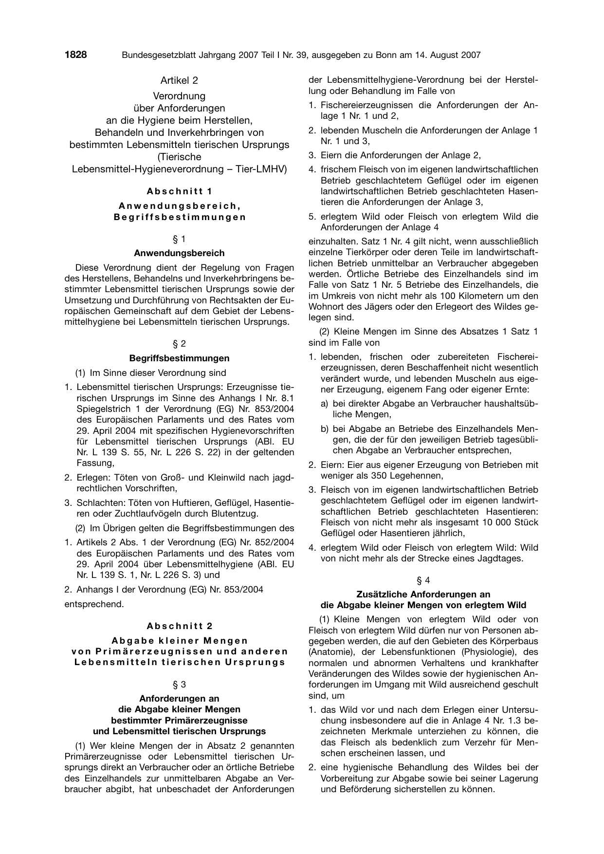 BGBl. 2007, Seite 1828 — Originalseite als Abbildung