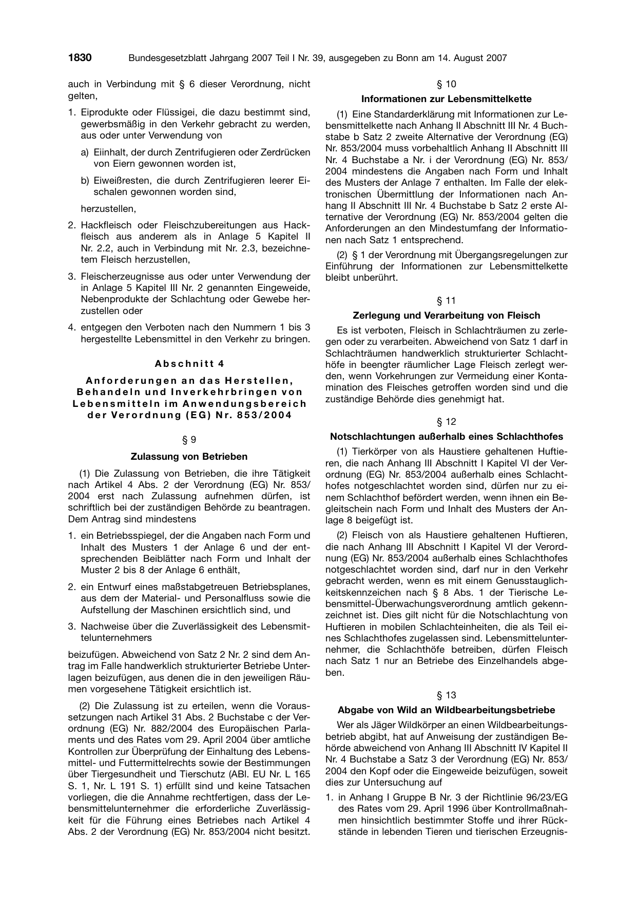 BGBl. 2007, Seite 1830 — Originalseite als Abbildung