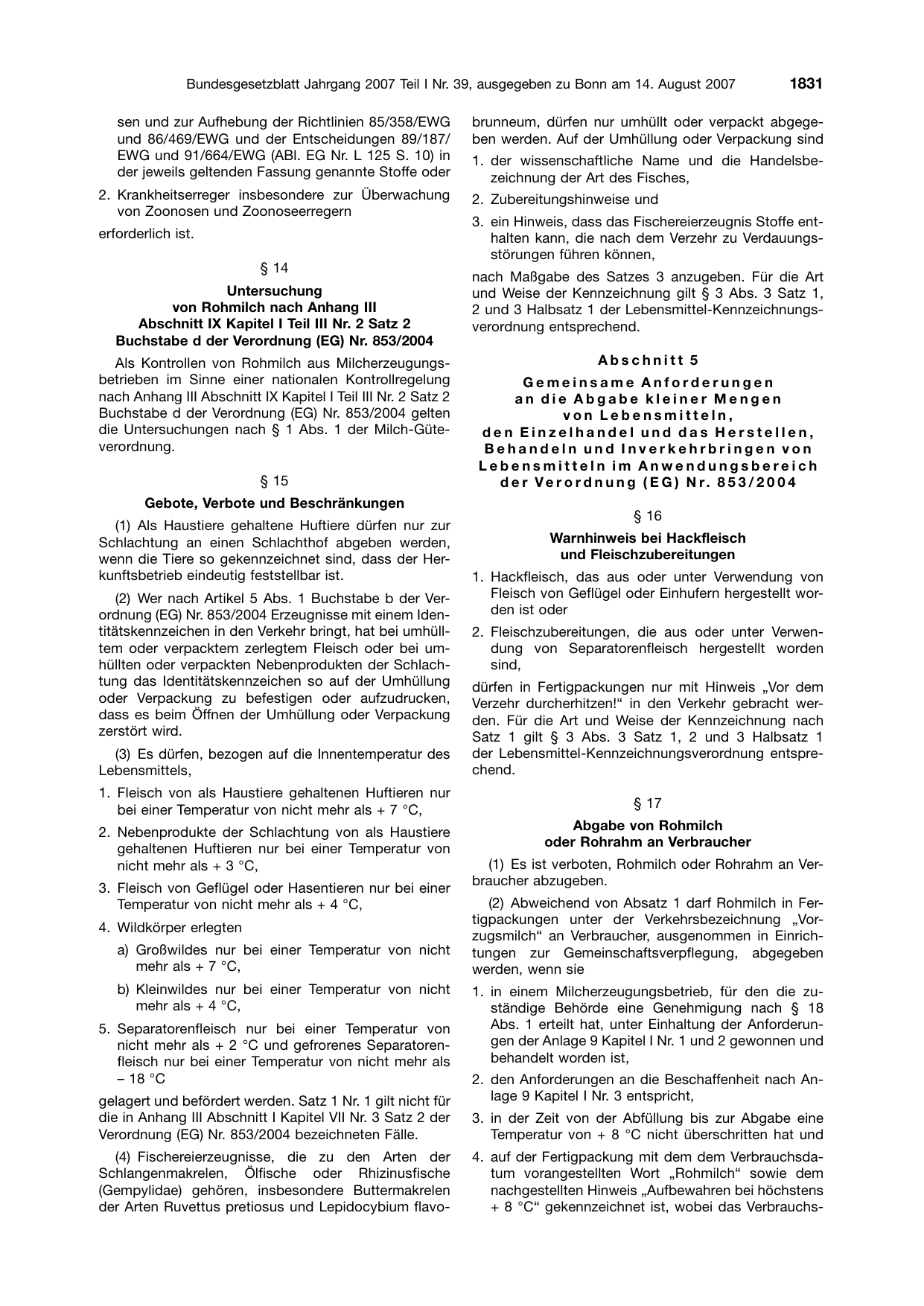 BGBl. 2007, Seite 1831 — Originalseite als Abbildung