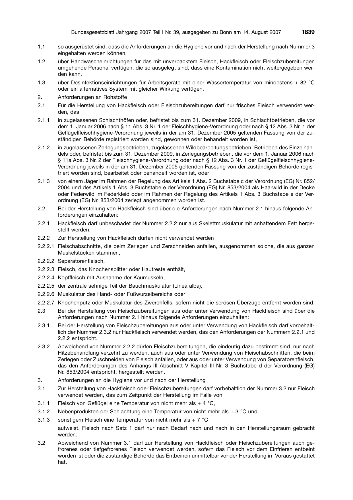 BGBl. 2007, Seite 1839 — Originalseite als Abbildung