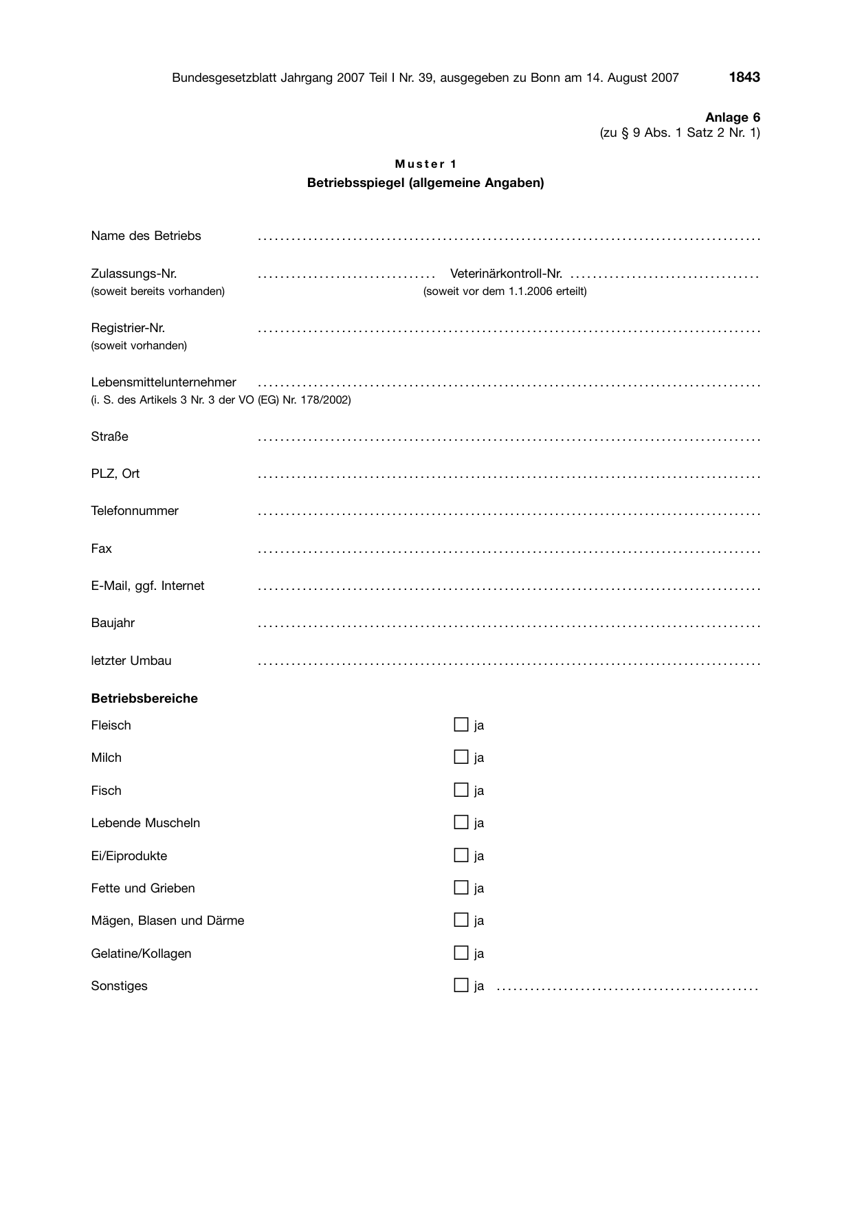 BGBl. 2007, Seite 1843 — Originalseite als Abbildung