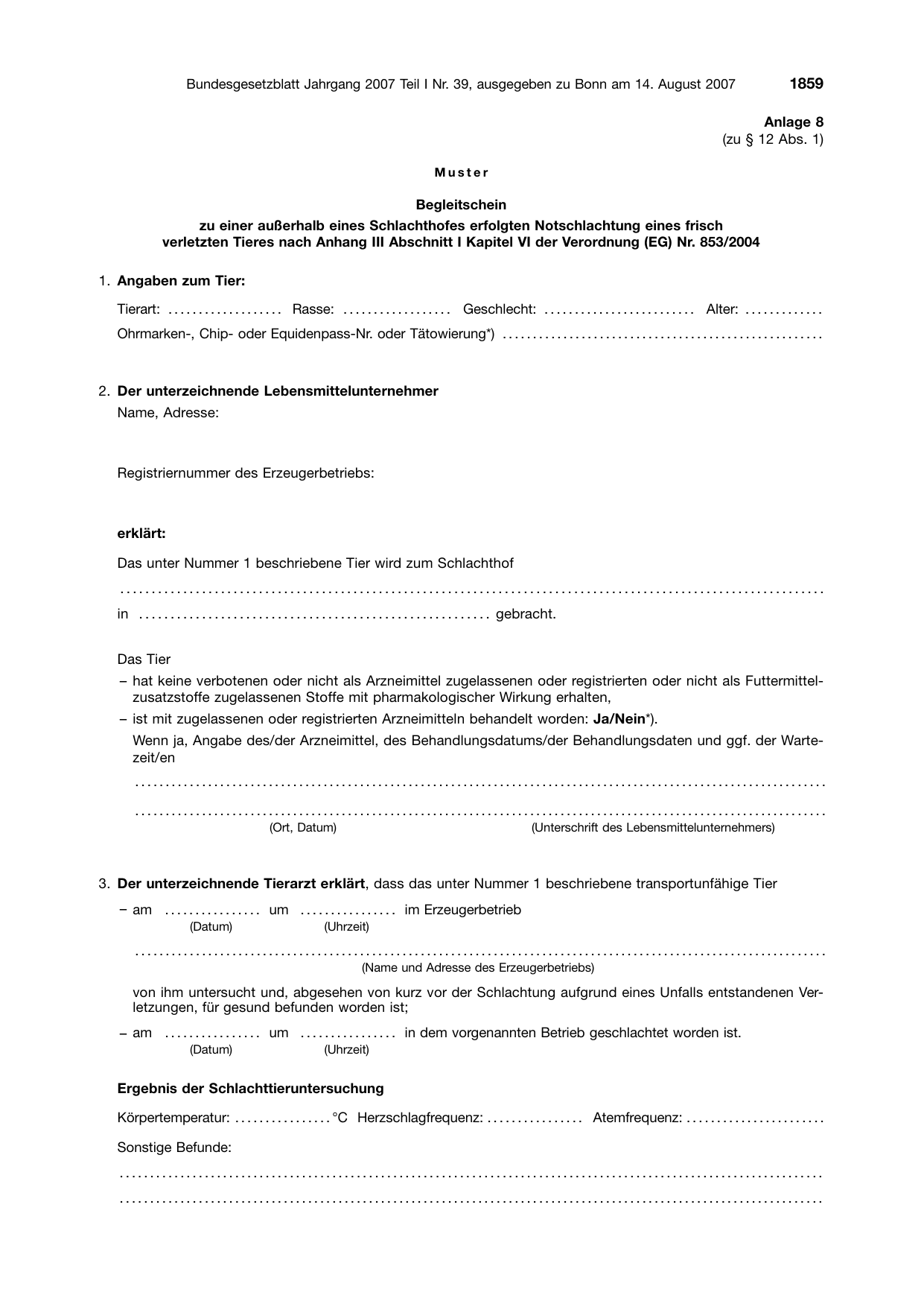 BGBl. 2007, Seite 1859 — Originalseite als Abbildung