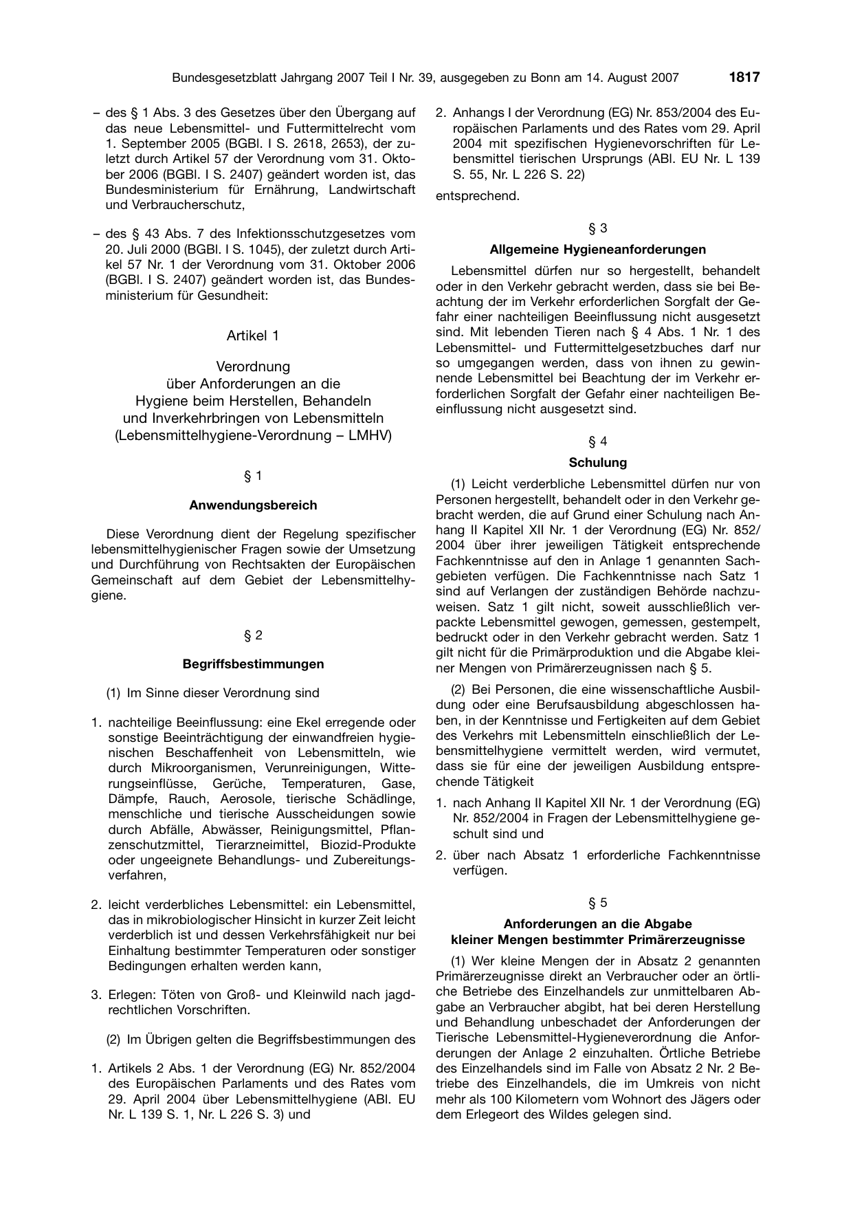 BGBl. 2007, Seite 1817 — Originalseite als Abbildung