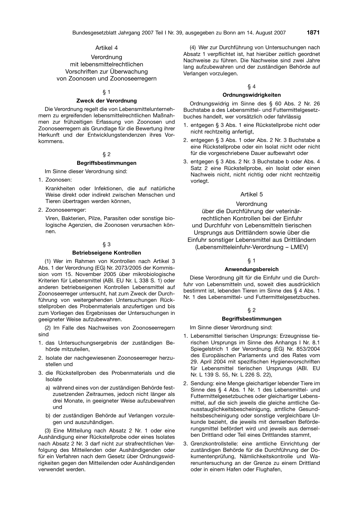 BGBl. 2007, Seite 1871 — Originalseite als Abbildung