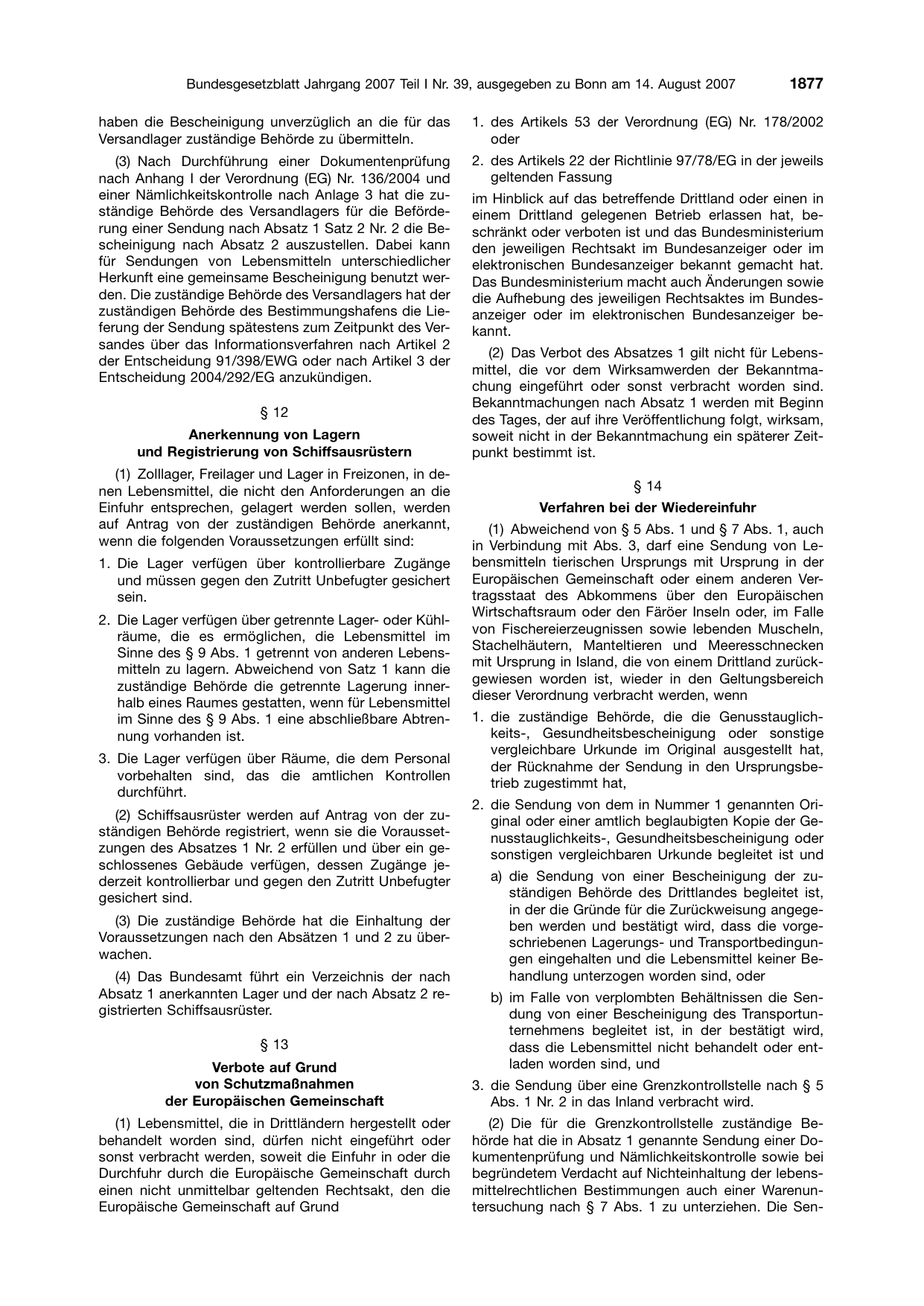 BGBl. 2007, Seite 1877 — Originalseite als Abbildung