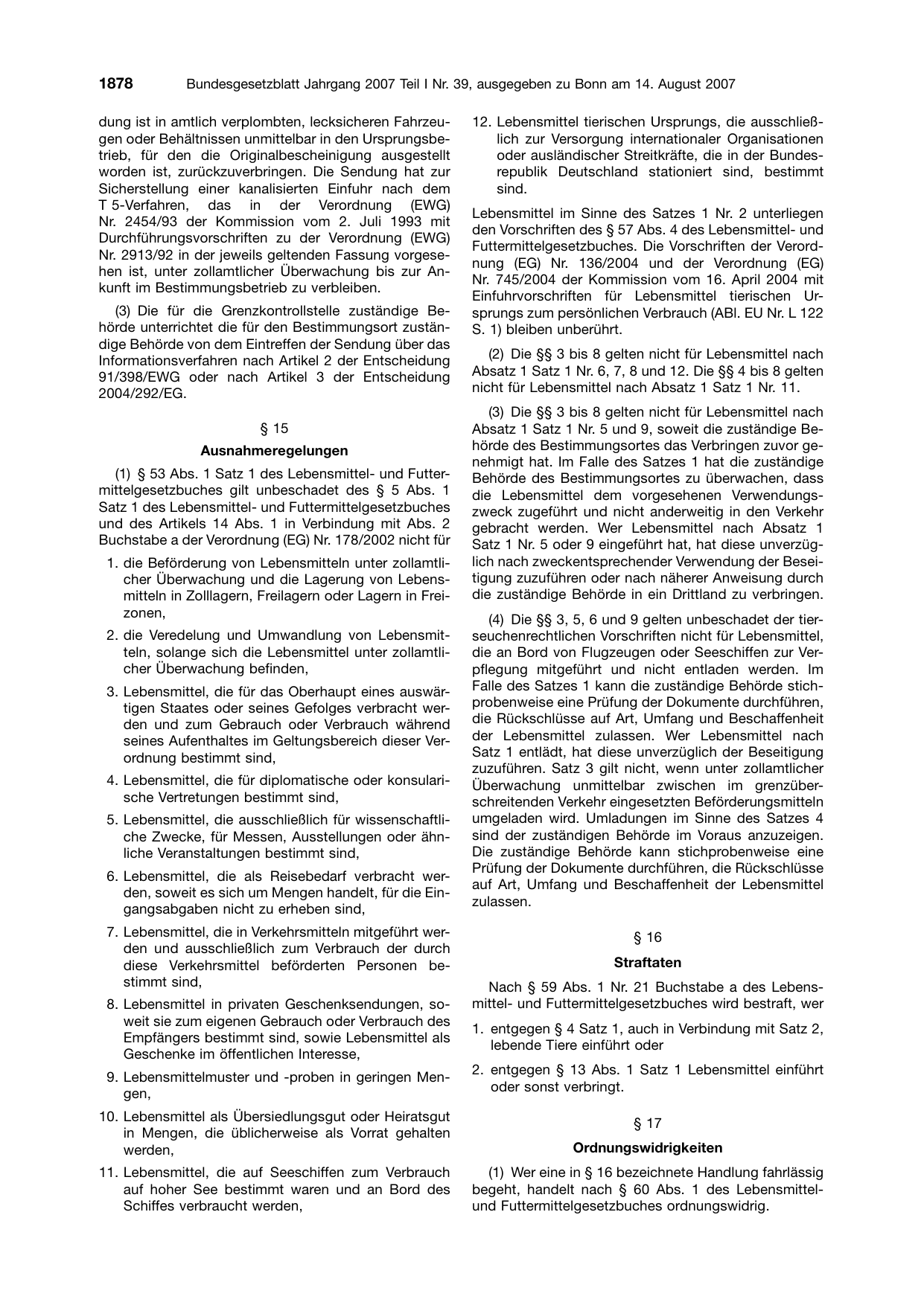 BGBl. 2007, Seite 1878 — Originalseite als Abbildung