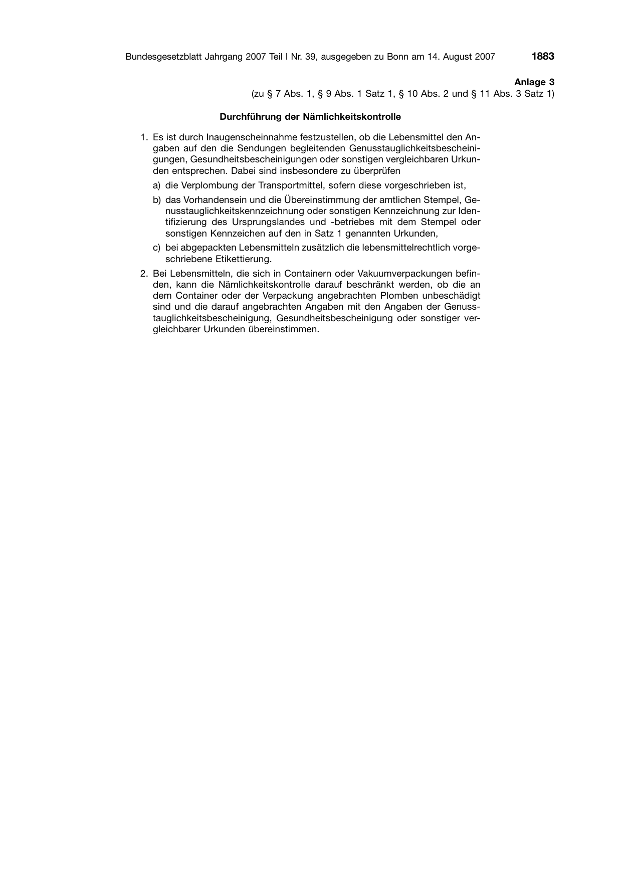 BGBl. 2007, Seite 1883 — Originalseite als Abbildung