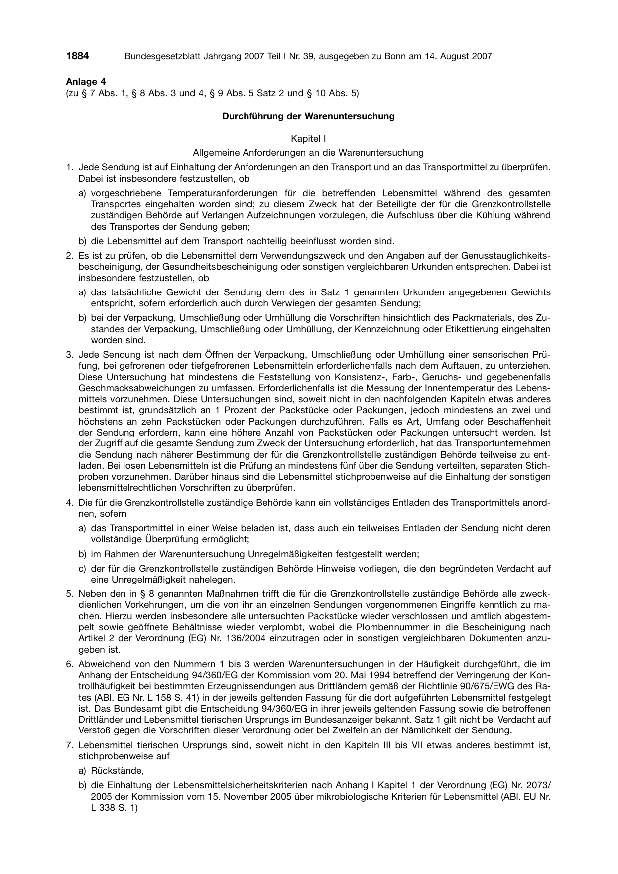 BGBl. 2007, Seite 1884 — Originalseite als Abbildung